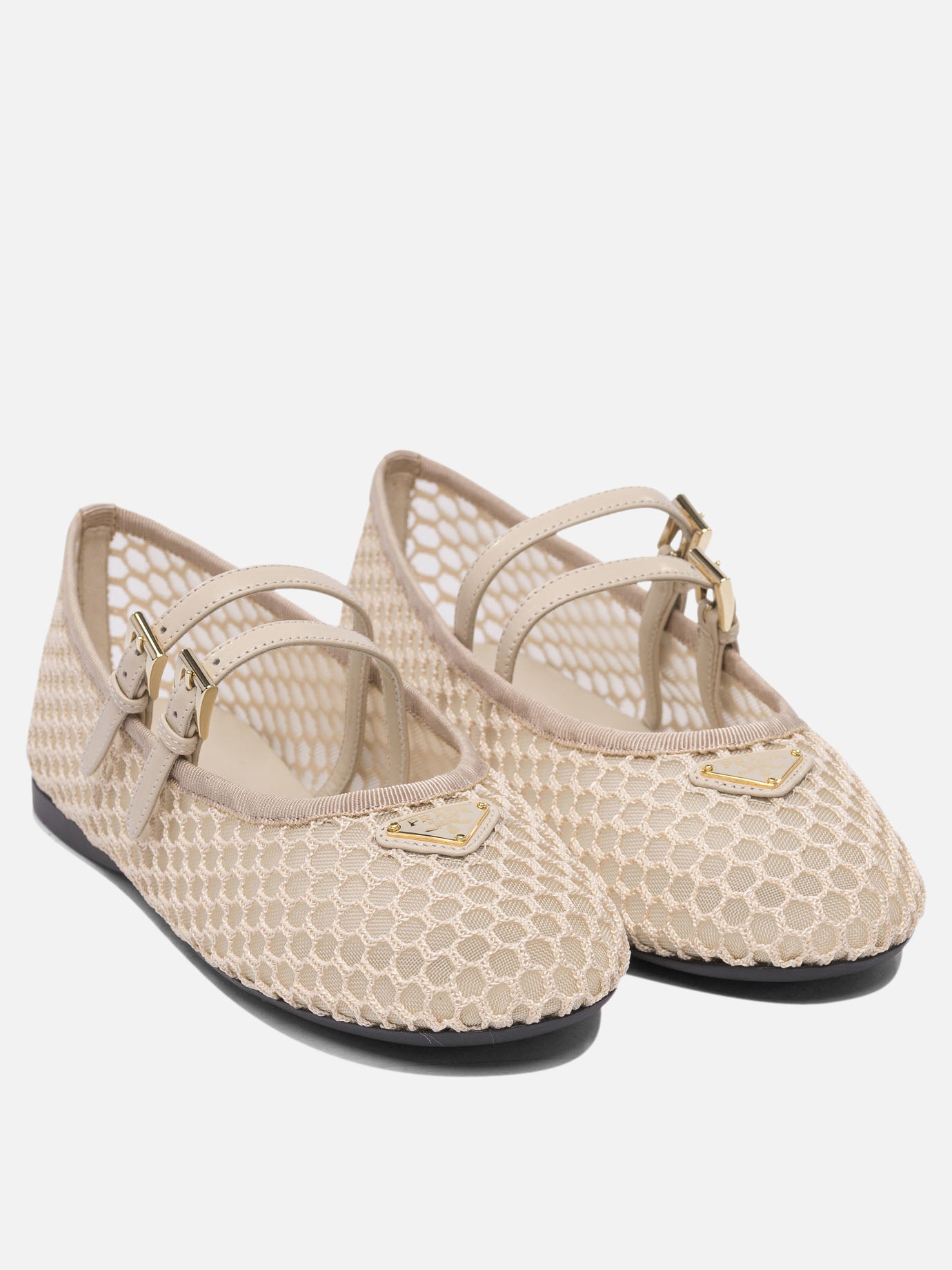 Prada Mesh fabric ballet flats 13564112_37 Pink thumbnail_2