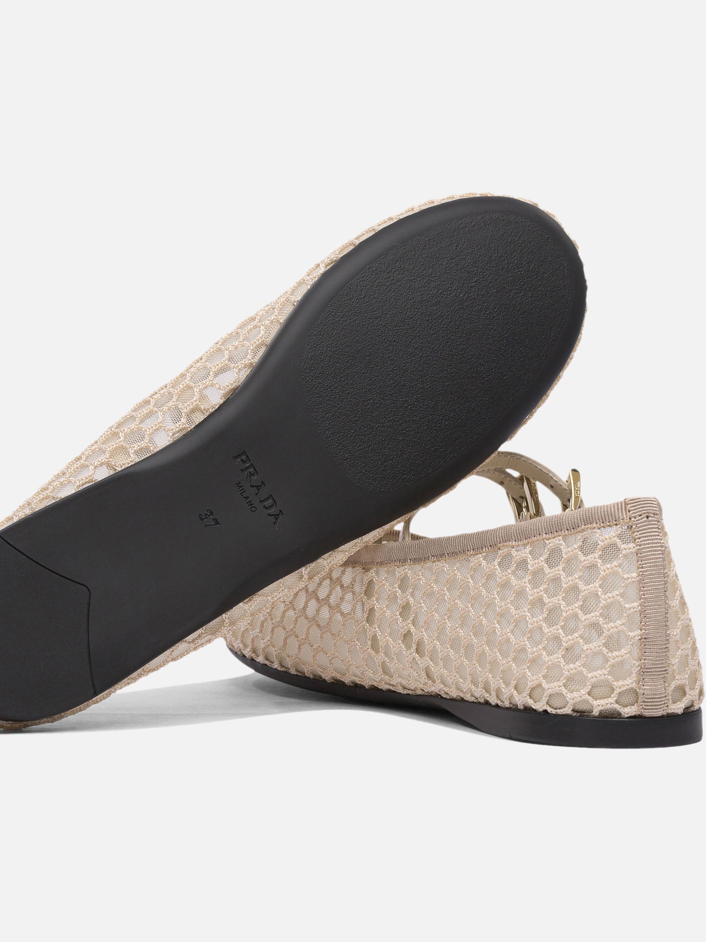 Prada Mesh fabric ballet flats 13564112_37 Pink thumbnail_5