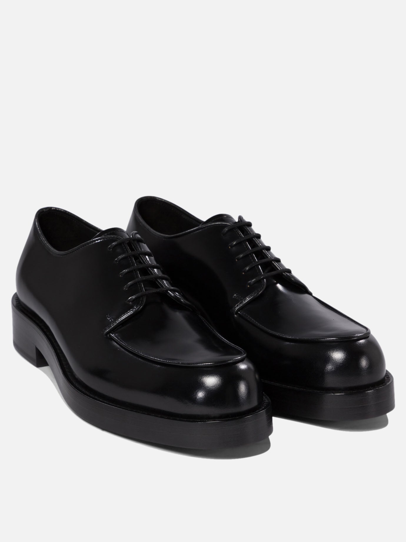 Prada Brushed leather lace-up shoes 18019448_6 Black thumbnail_2