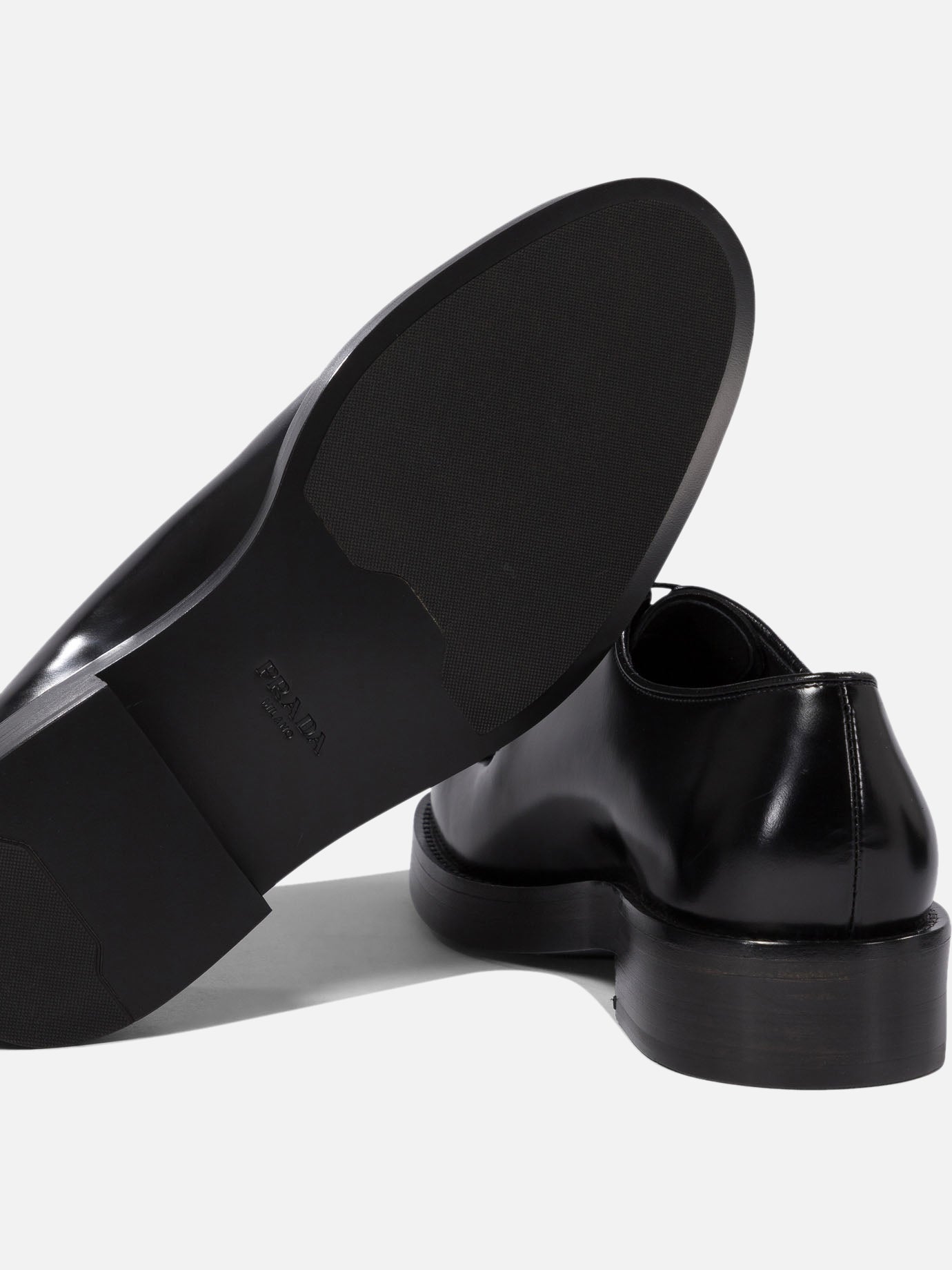 Prada Brushed leather lace-up shoes 18019448_6 Black thumbnail_5