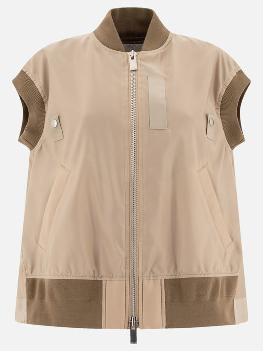 Vest jackets Solid colour  Beige - Sacai Women | PLP | VIETTI Online Store 

