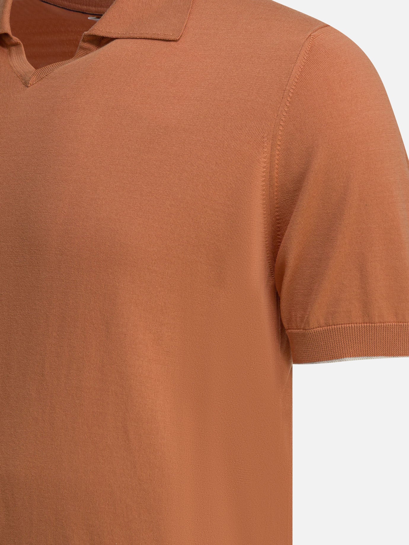 Polo shirts without buttons Solid colour  Orange - Brunello Cucinelli Men | PDP | VIETTI Online Store | thumbnail_4