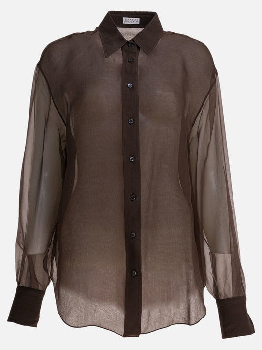 Casual shirts Solid colour  Brown - Brunello Cucinelli Women | PDP | VIETTI Online Store 
