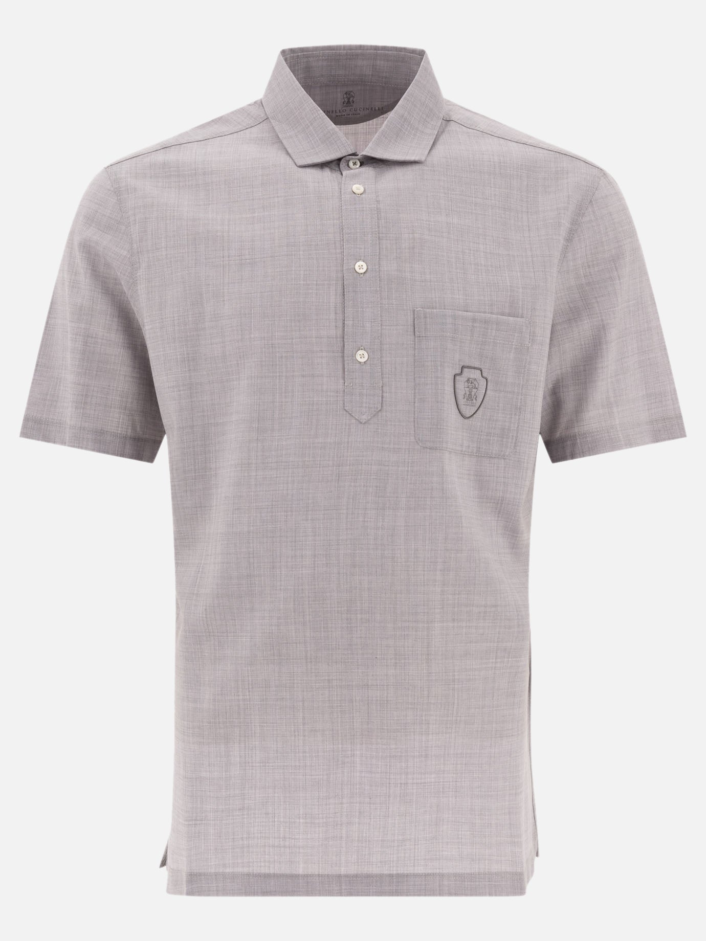 Polo shirts with buttons Solid colour  Grey - Brunello Cucinelli Men | PDP | VIETTI Online Store | Zoom-Modal
