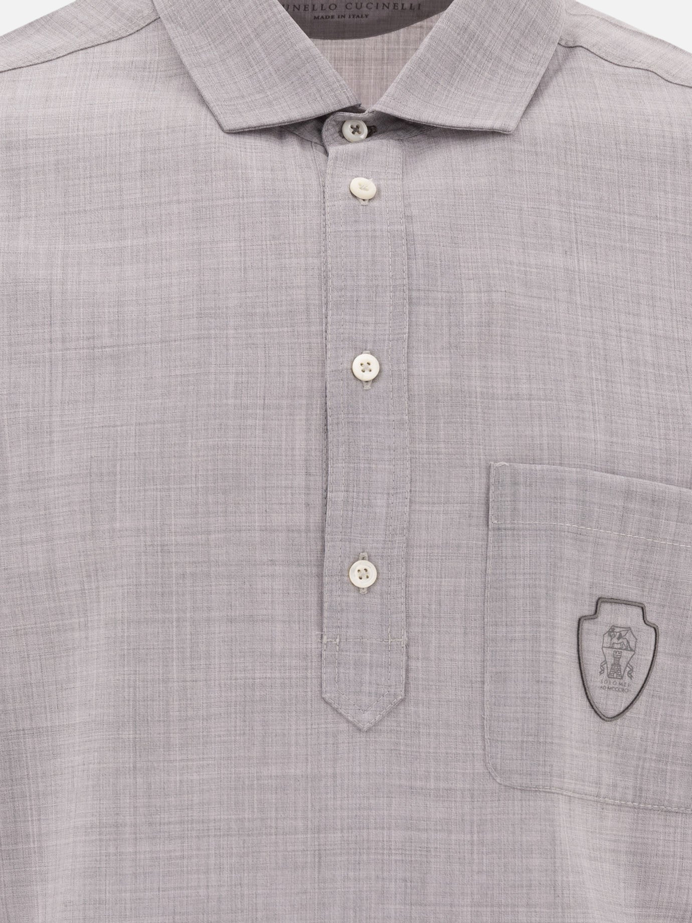 Polo shirts with buttons Solid colour  Grey - Brunello Cucinelli Men | PDP | VIETTI Online Store | Zoom-Modal_3
