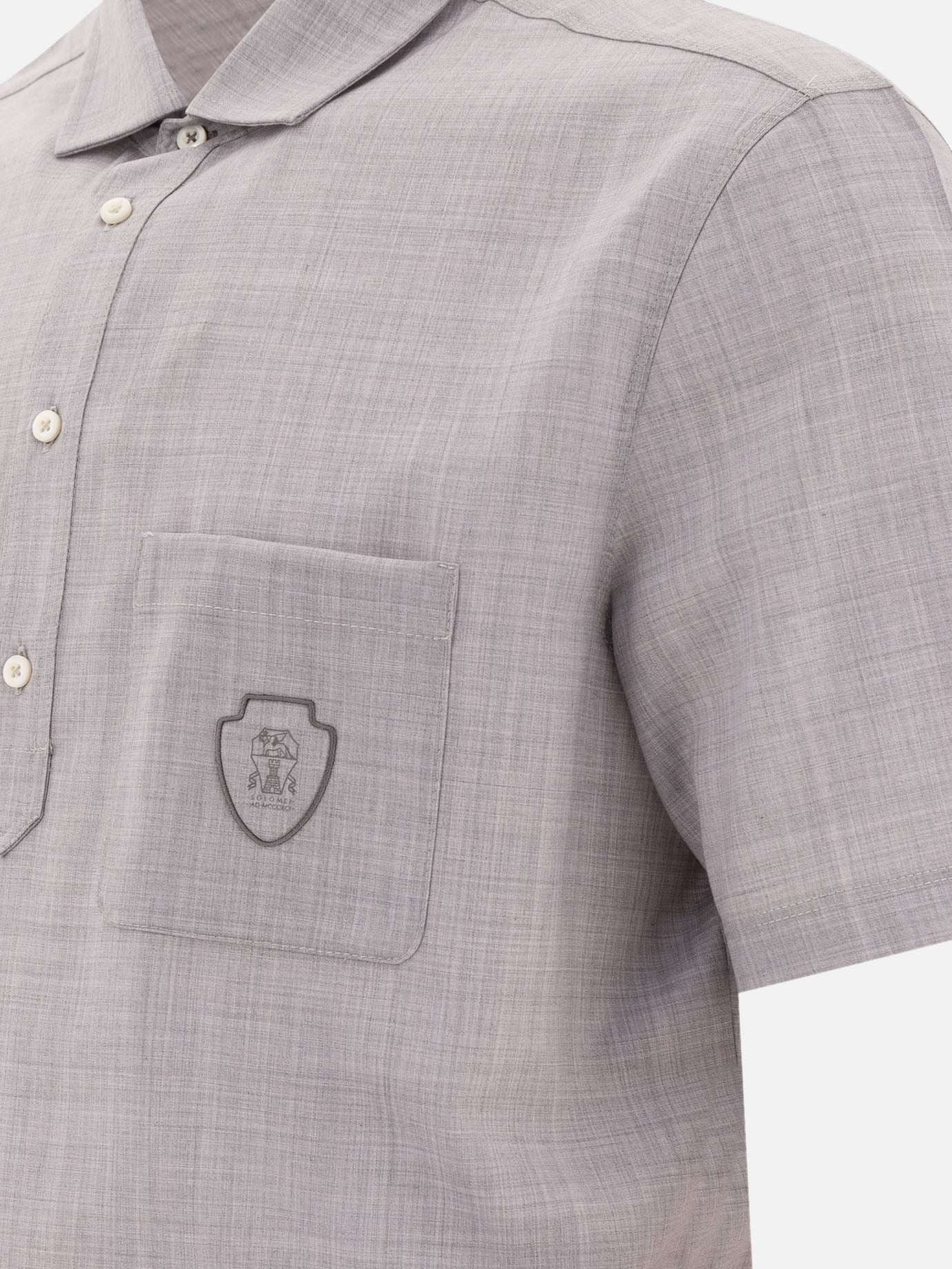 Polo shirts with buttons Solid colour  Grey - Brunello Cucinelli Men | PDP | VIETTI Online Store | Zoom-Modal_4
