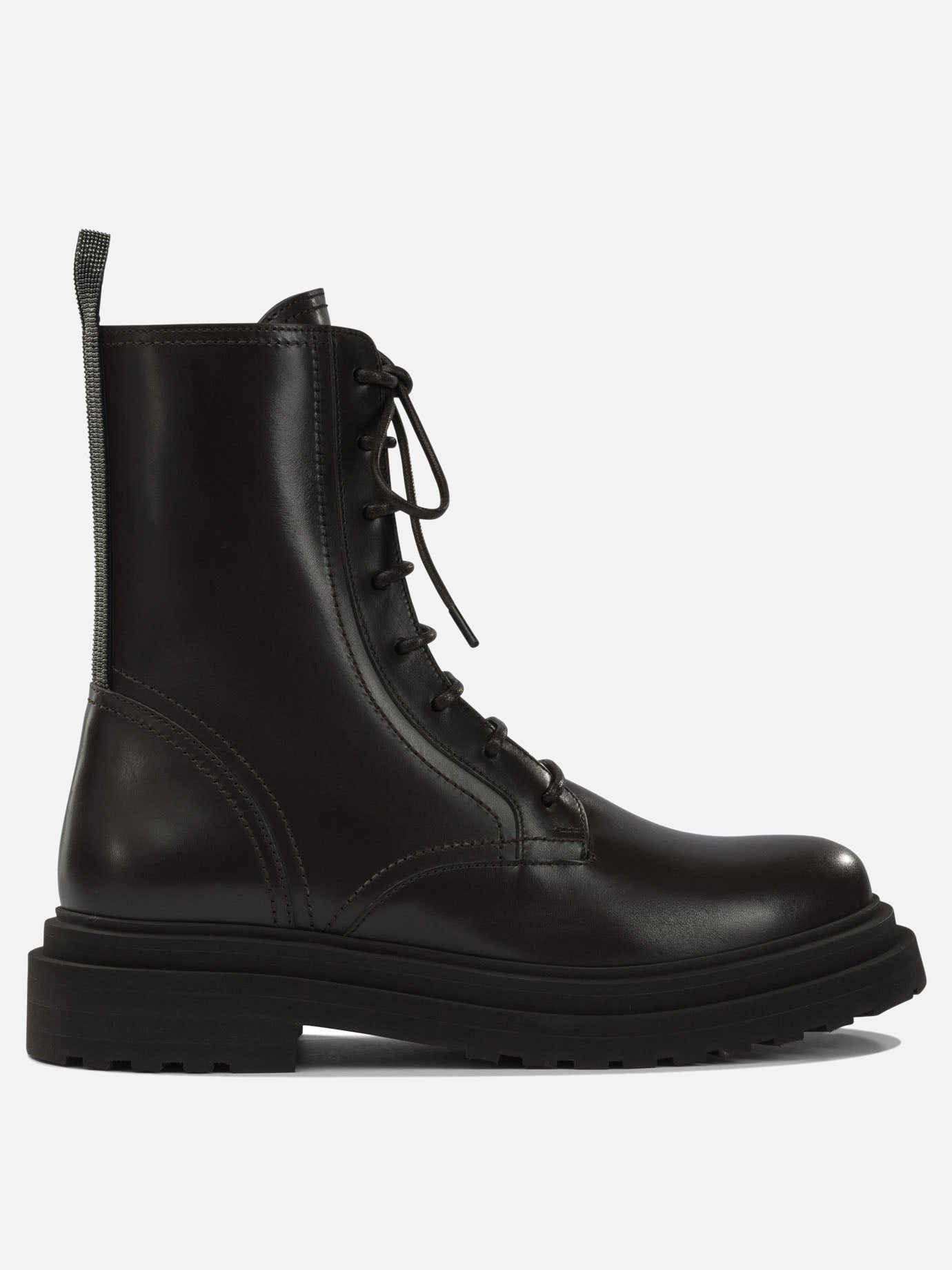 Lace-up boots 100% leather - 100% leather  Brown - Brunello Cucinelli Women | PDP | VIETTI Online Store | thumbnail