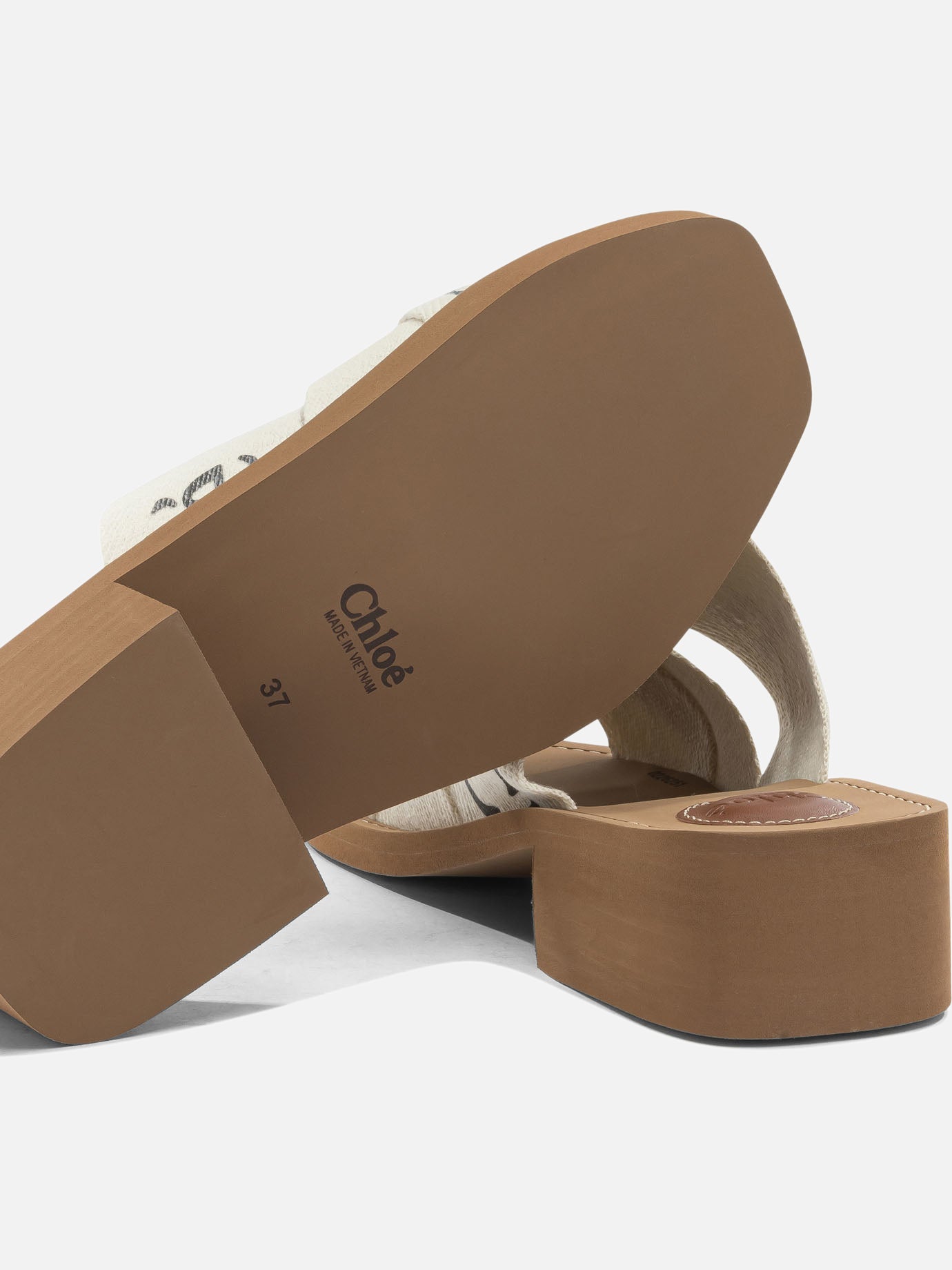 Heeled sandals 90% linen 10% polyester - 100% ethylene vinyl acetate  White - Chloé Women | PDP | VIETTI Online Store | Zoom-Modal_5
