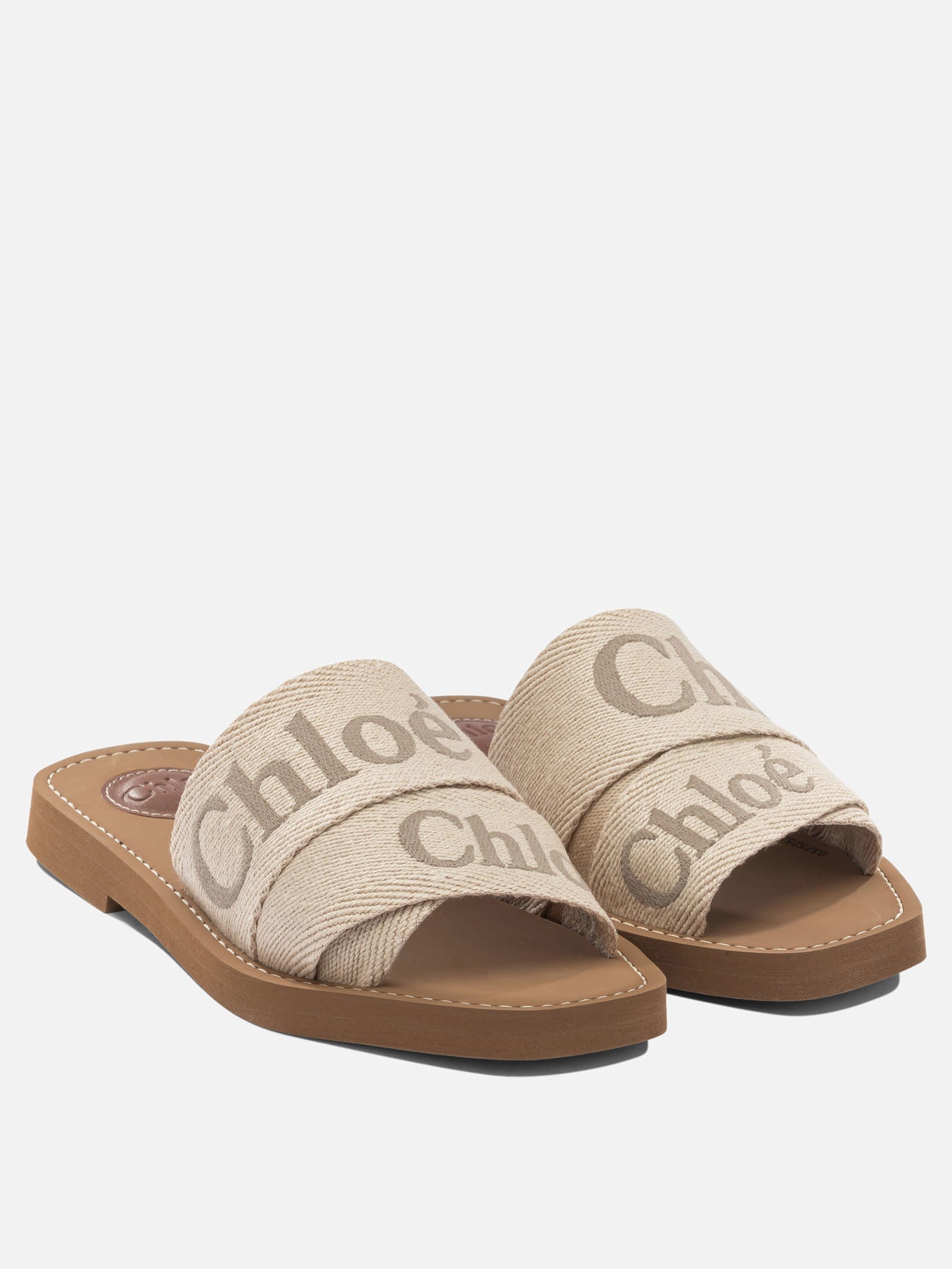 Flat sandals 90% linen 10% polyester - 100% ethylene vinyl acetate  Beige - Chloé Women | PDP | VIETTI Online Store | thumbnail_2
