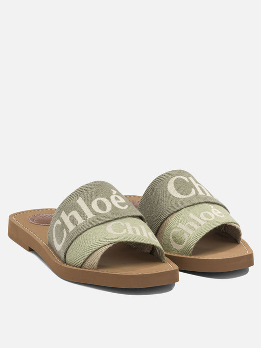 Flat sandals 90% linen 10% polyester - 100% ethylene vinyl acetate  Green - Chloé Women | PLP | VIETTI Online Store | 2
