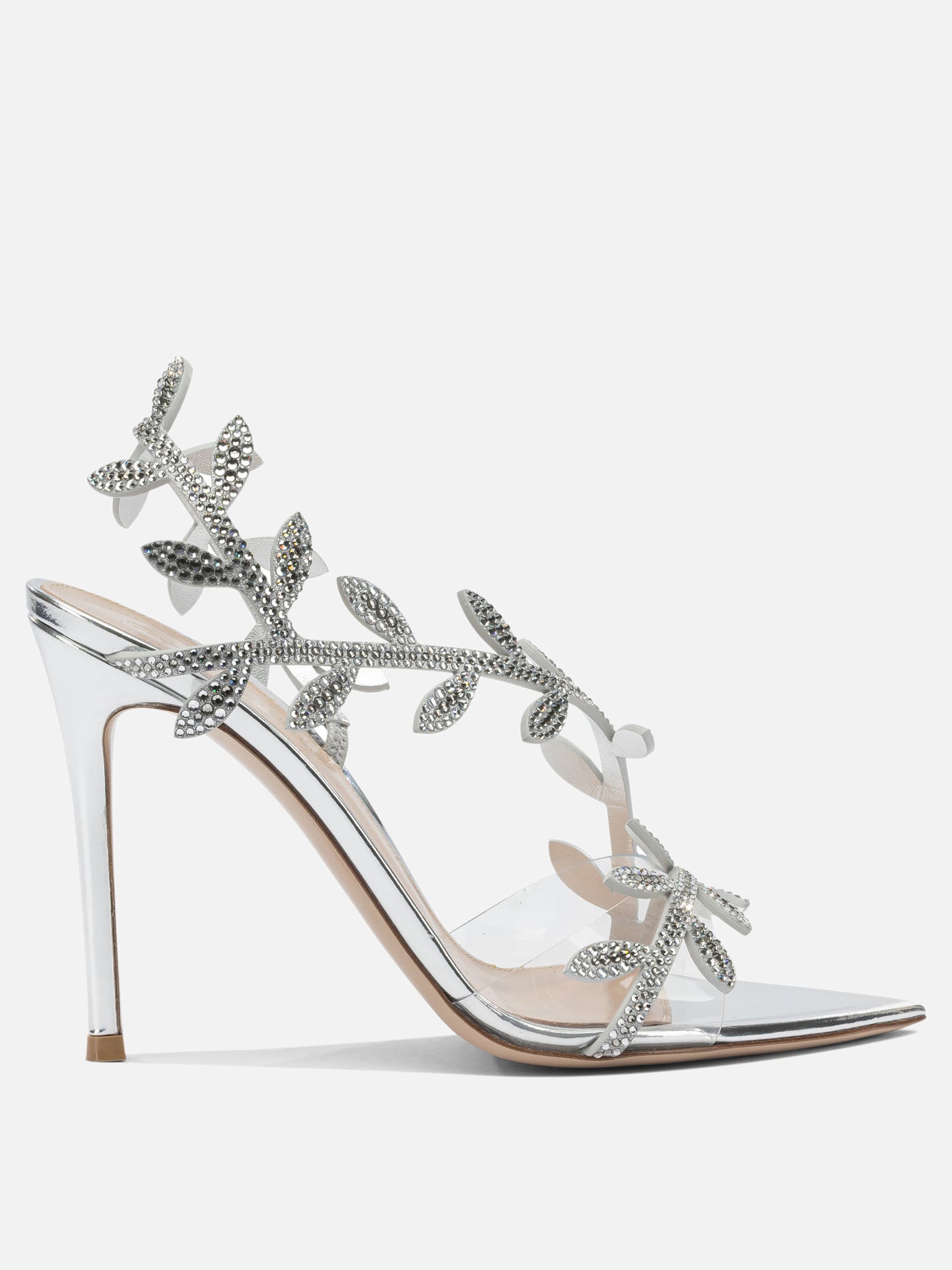 Heeled sandals 80% suede 20% thermoplastic polyurethane - 100% leather  Silver - Gianvito Rossi Women | PDP | VIETTI Online Store | thumbnail