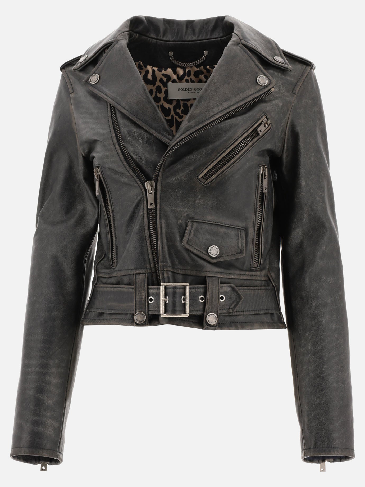 Leather jackets Solid colour  Black - Golden Goose Women | PDP | VIETTI Online Store | thumbnail