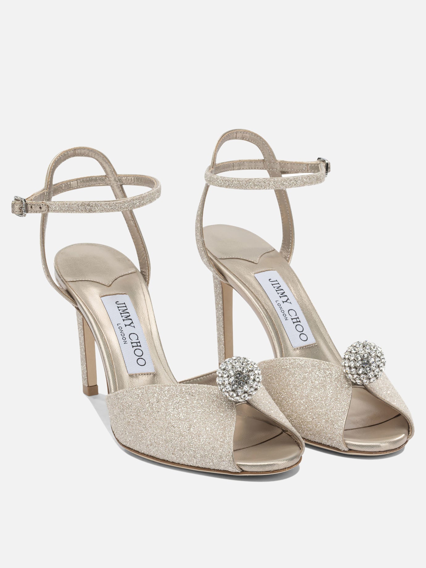 Heeled sandals 59% textile 15% leather 8% crystal 8% metal 5% plastic 5% salpa - 100% calf  Gold - Jimmy Choo Women | PDP | VIETTI Online Store | Zoom-Modal_2
