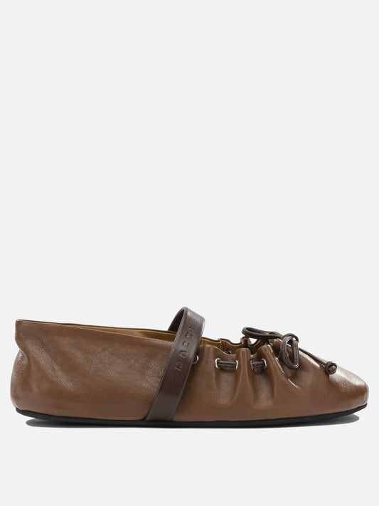Mary Jane ballet flats 100% ovine leather - 100% rubber  Brown - Marni Women | PLP | VIETTI Online Store 
