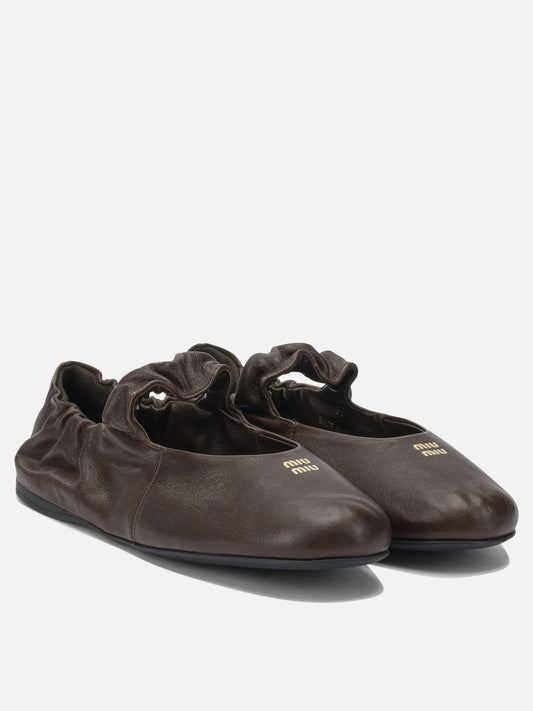 Classic ballet flats 100% lamb leather - 100% rubber  Brown - Miu Miu Women | PLP | VIETTI Online Store | 2
