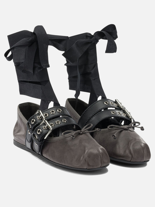 Classic ballet flats 100% lamb leather - 100% calf leather  Brown - Miu Miu Women | PLP | VIETTI Online Store | 2
