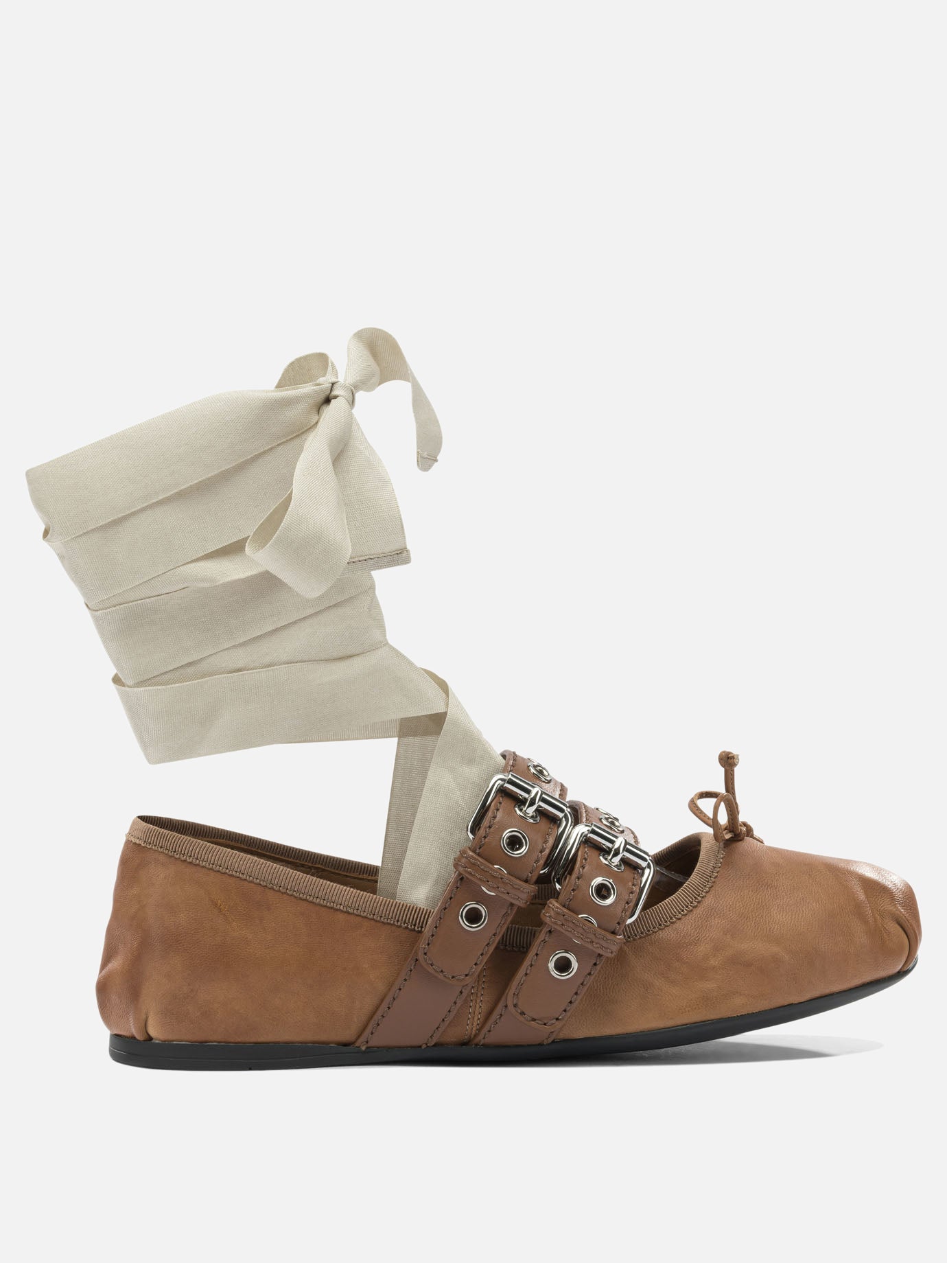Classic ballet flats 100% lamb leather - 100% calf leather  Brown - Miu Miu Women | PDP | VIETTI Online Store | Zoom-Modal
