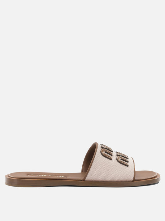 Flat sandals 100% cotton  Pink - Miu Miu Women | PDP | VIETTI Online Store 
