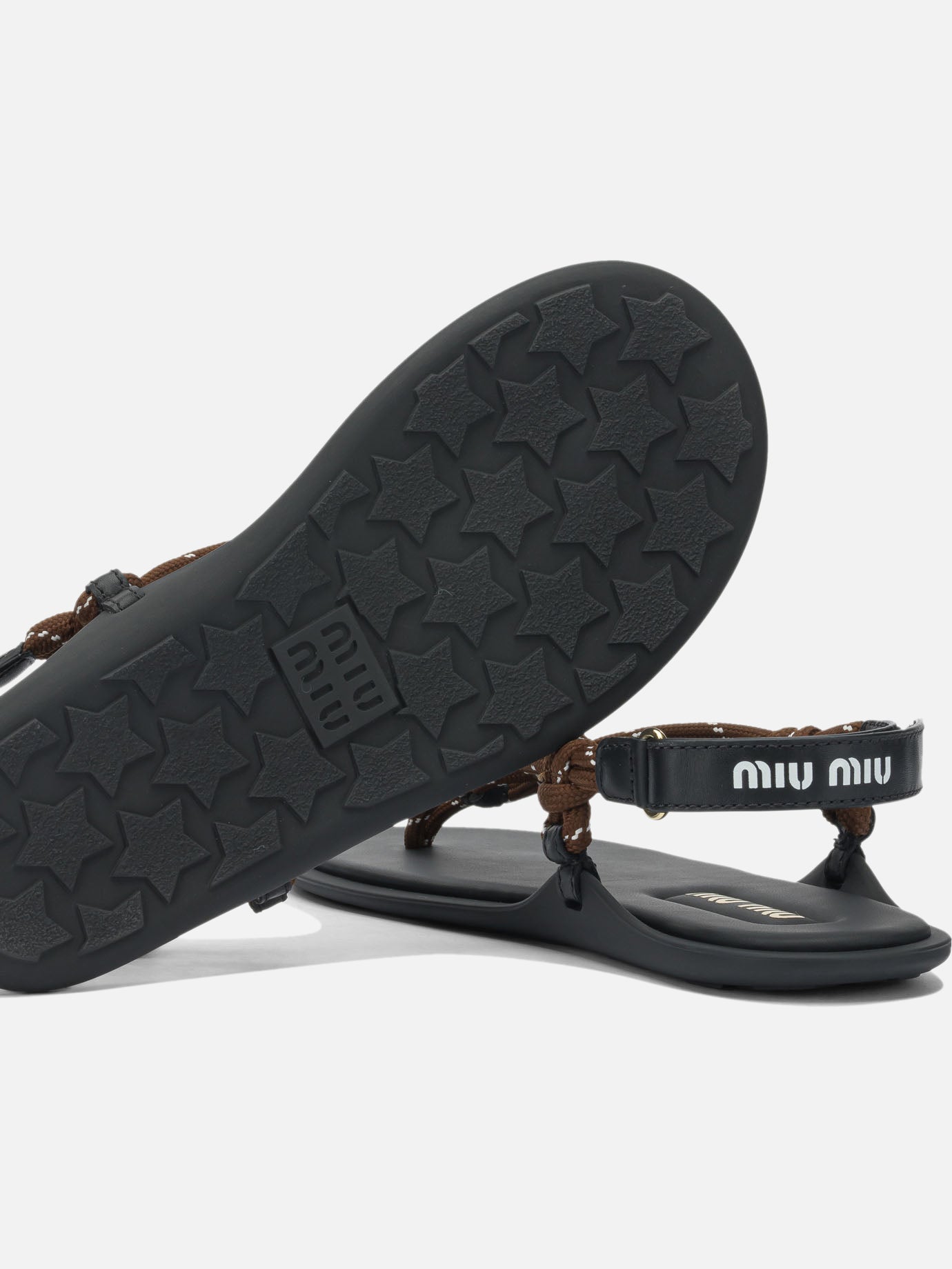 Flat sandals 100% polyester - 100% calf leather  Brown - Miu Miu Women | PDP | VIETTI Online Store | Zoom-Modal_5
