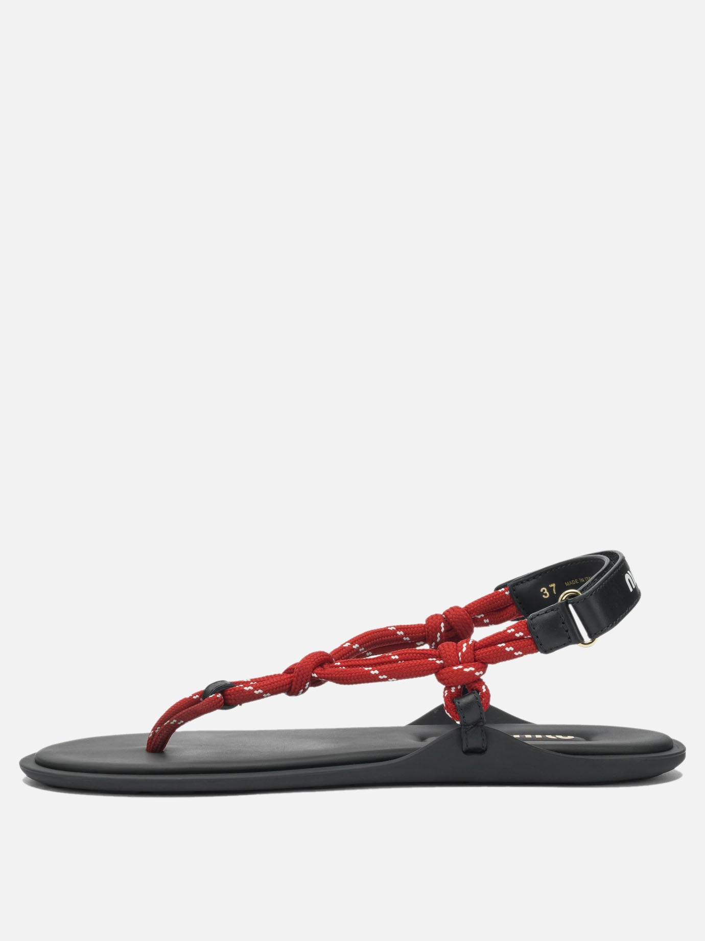 Flat sandals 100% polyester - 100% calf leather  Red - Miu Miu Women | PDP | VIETTI Online Store | Zoom-Modal_3
