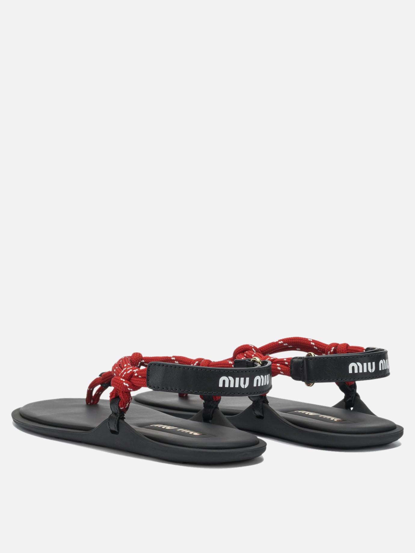 Flat sandals 100% polyester - 100% calf leather  Red - Miu Miu Women | PDP | VIETTI Online Store | Zoom-Modal_4
