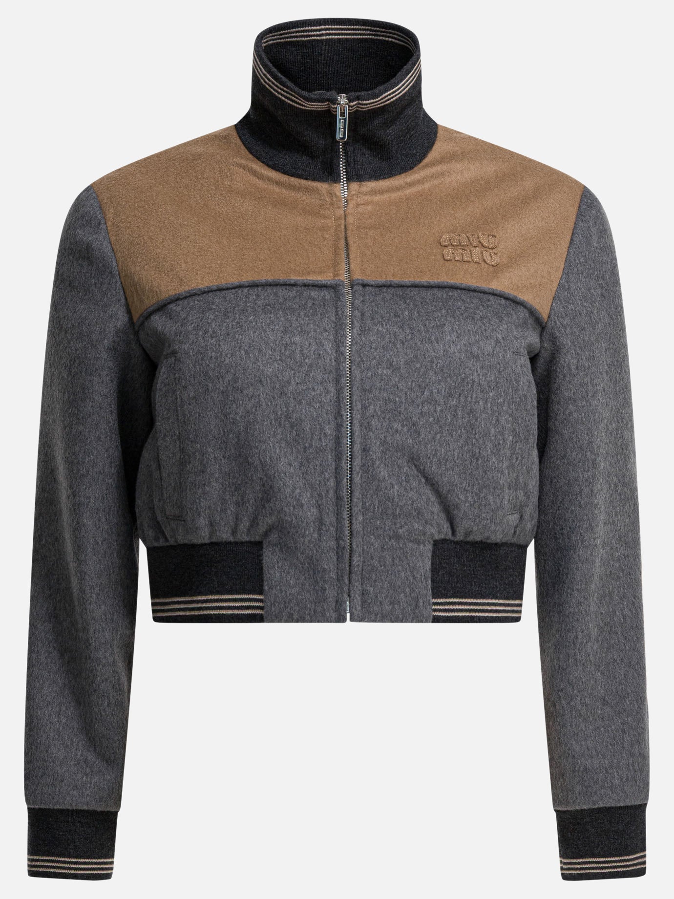 Bomber jackets Logo  Grey - Miu Miu Women | PDP | VIETTI Online Store | thumbnail