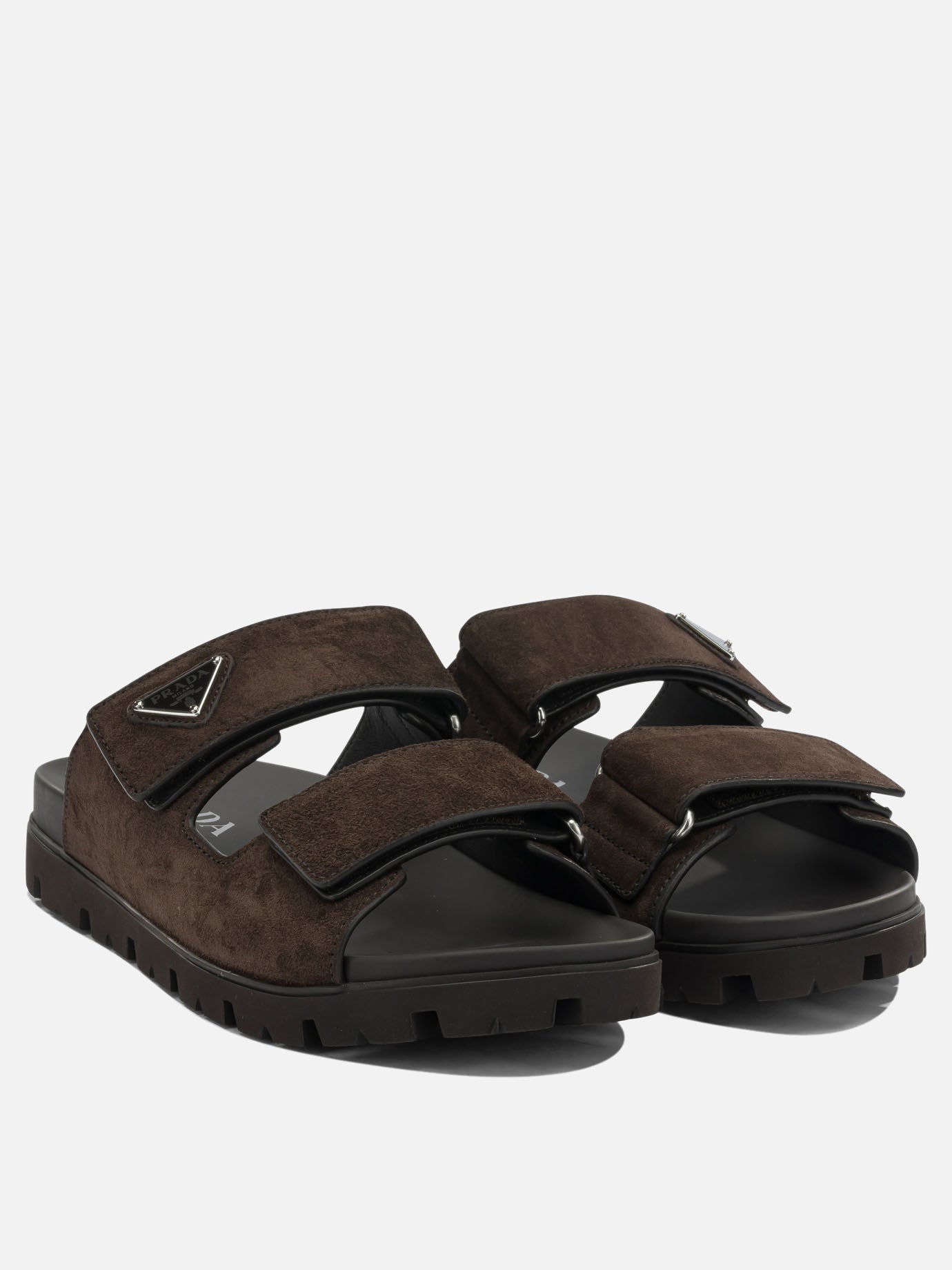Slides 100% suede - 100% rubber  Brown - Prada Men | PDP | VIETTI Online Store | thumbnail_2