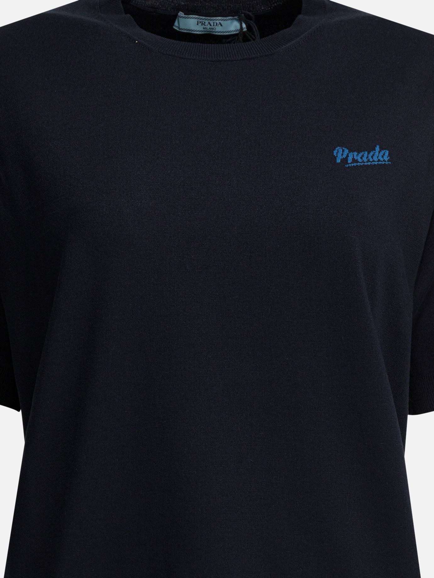 Crewneck t-shirts Logo  Blue - Prada Women | PDP | VIETTI Online Store | thumbnail_3