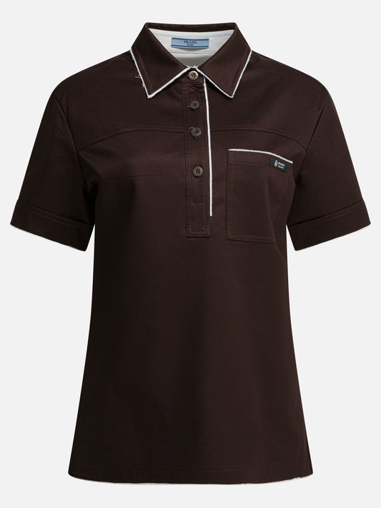 Polo shirts with buttons Solid colour  Brown - Prada Women | PDP | VIETTI Online Store 
