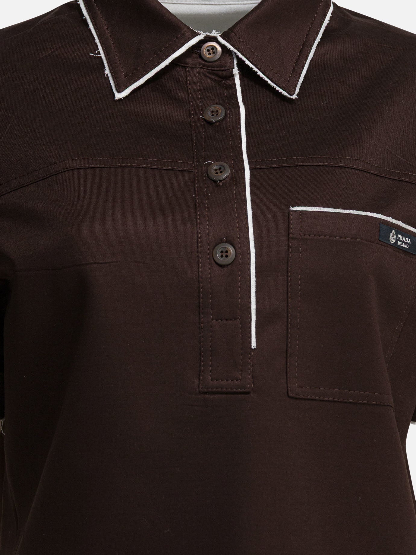 Polo shirts with buttons Solid colour  Brown - Prada Women | PDP | VIETTI Online Store | thumbnail_3