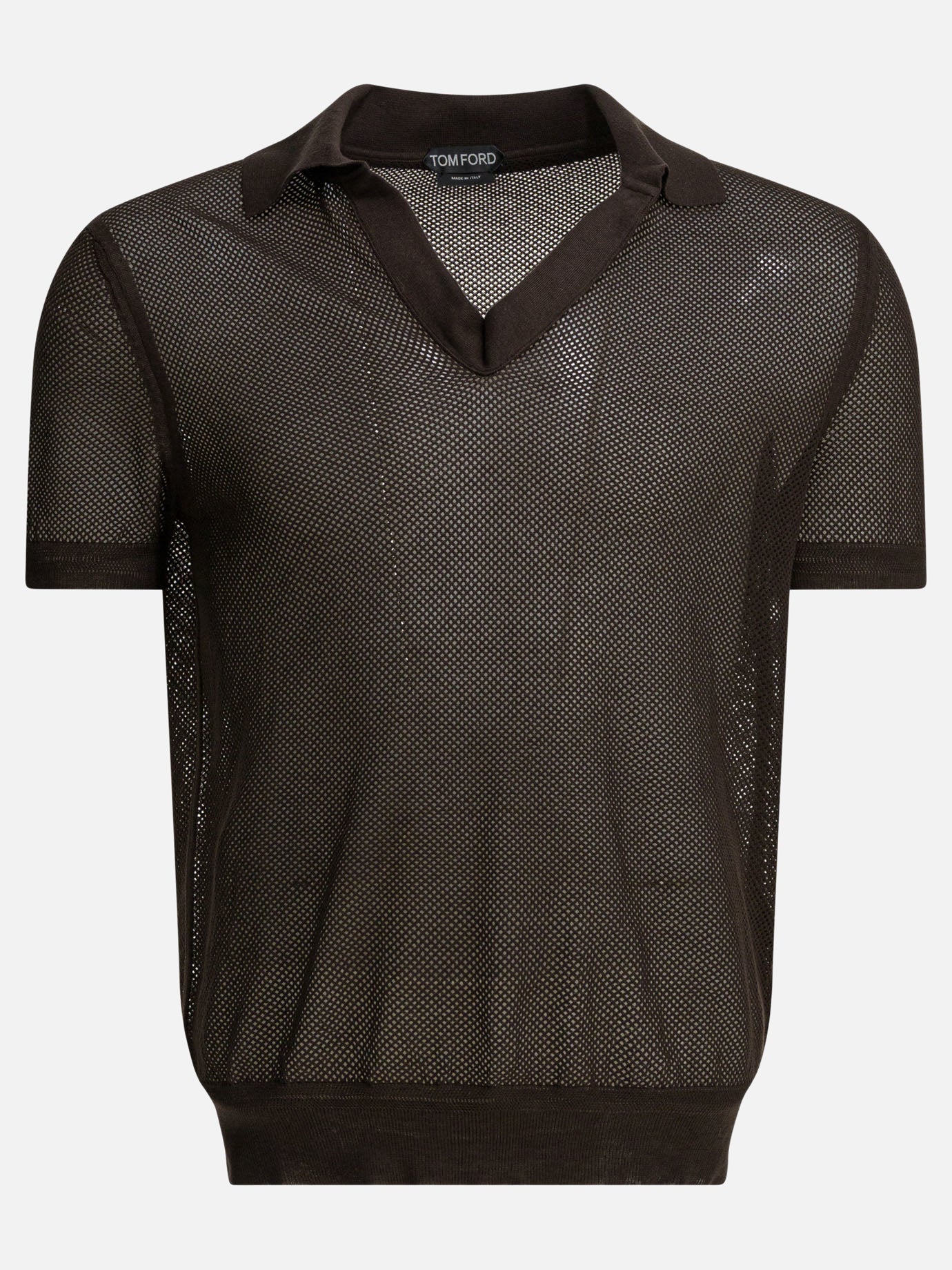 Polo shirts without buttons 50% silk 50% cotton  Brown - Tom Ford Men | PDP | VIETTI Online Store | thumbnail