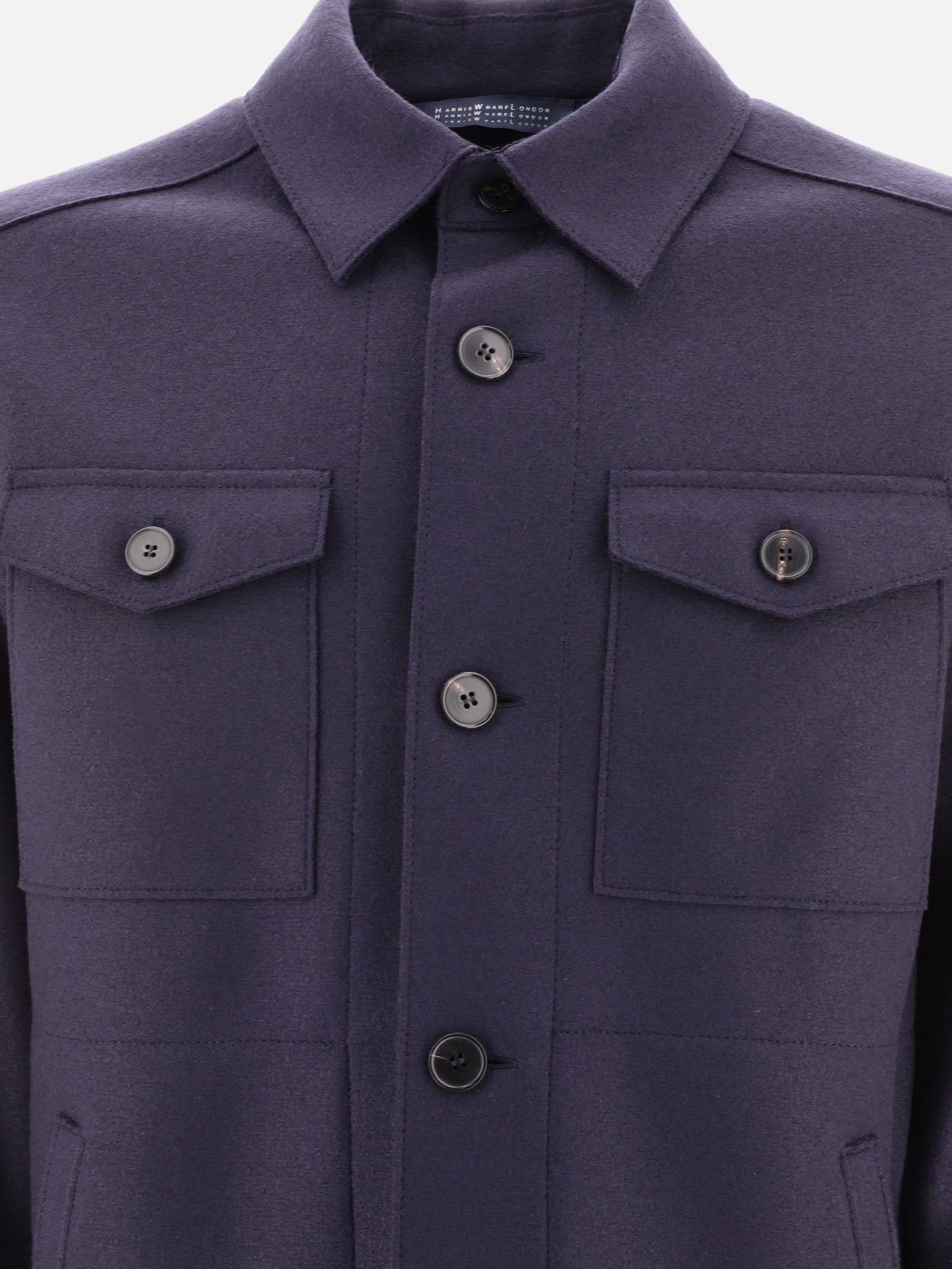 Overshirt jackets 100% virgin wool  Blue - Harris Wharf London Men | PDP | VIETTI Online Store | Zoom-Modal_3
