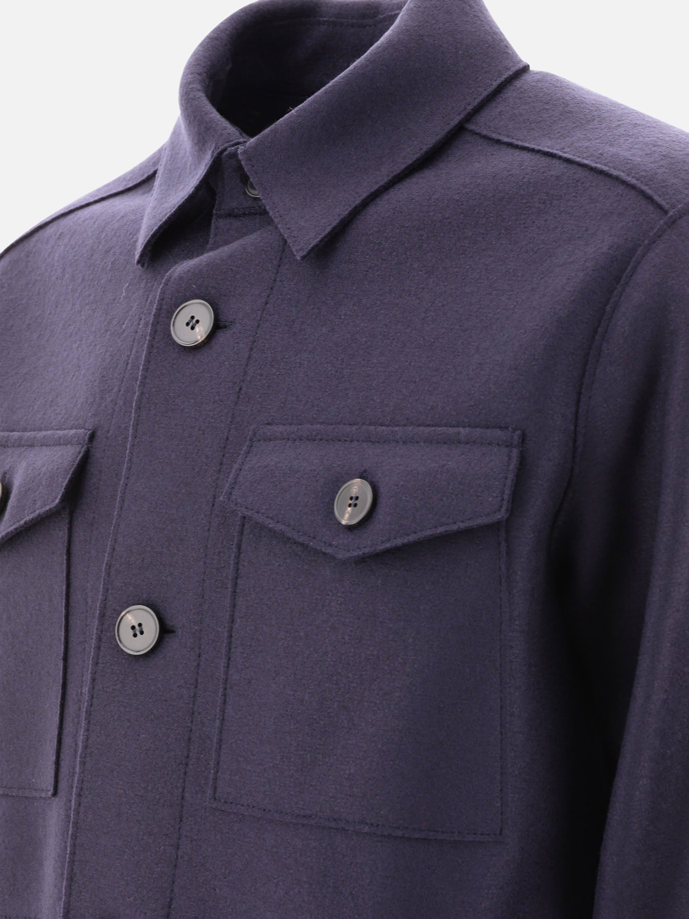 Overshirt jackets 100% virgin wool  Blue - Harris Wharf London Men | PDP | VIETTI Online Store | Zoom-Modal_4

