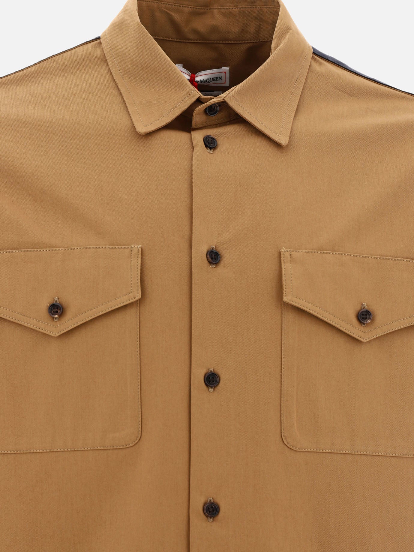 Alexander McQueen Overshirt jacket with logo detail Brown