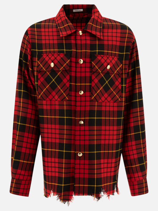 Alexander McQueen Distressed tartan overshirt Red