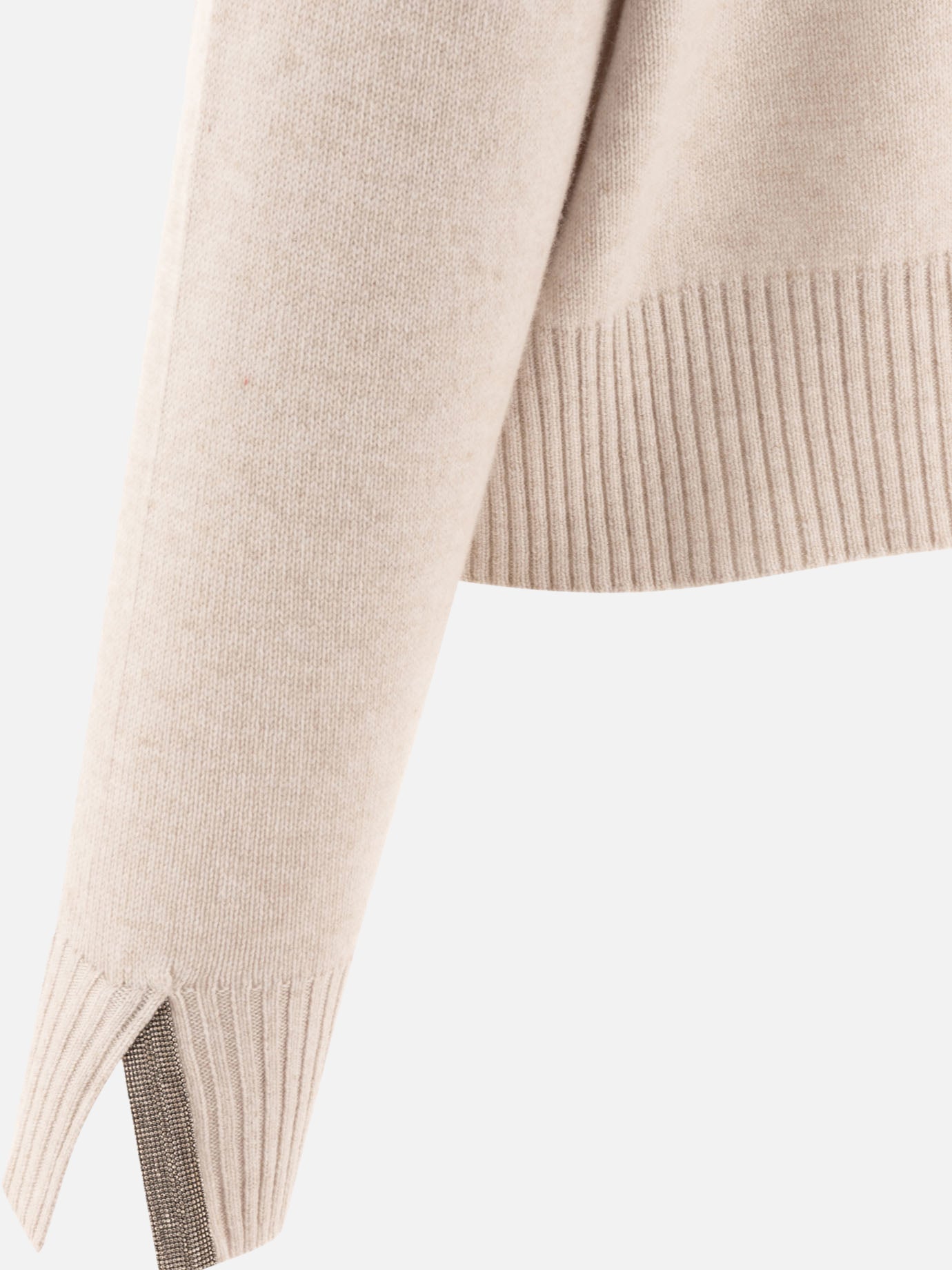 Cashmere sweater with Shiny Cuff Details