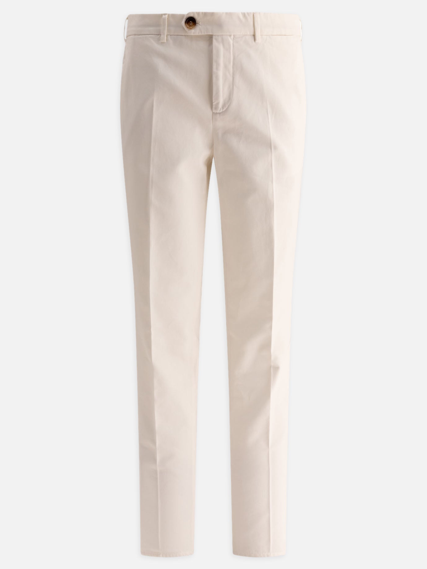 Brunello Cucinelli Garment-dyed trousers in twisted cotton gabardine White