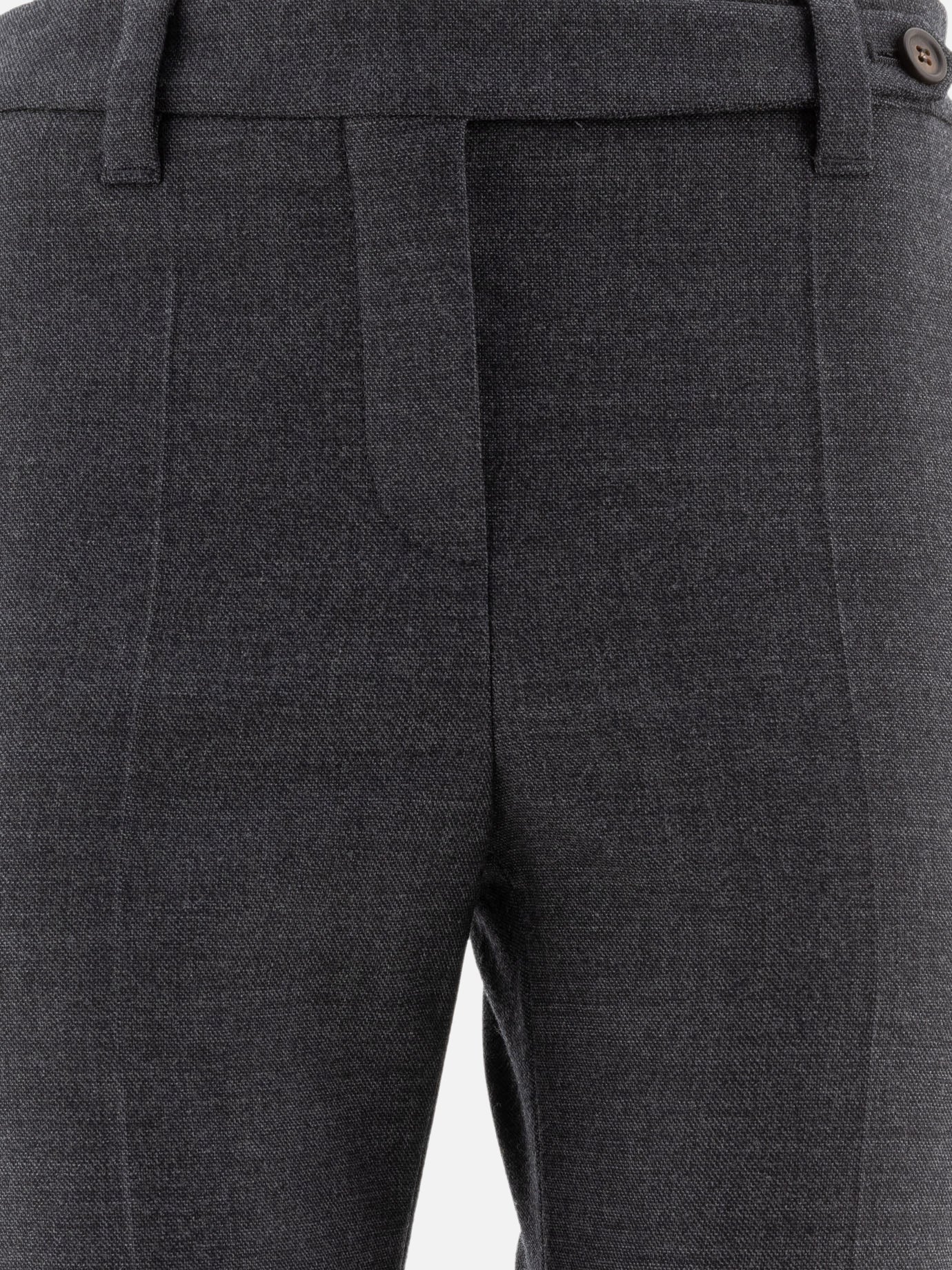 Brunello Cucinelli Wool cigarette trousers with monili Grey