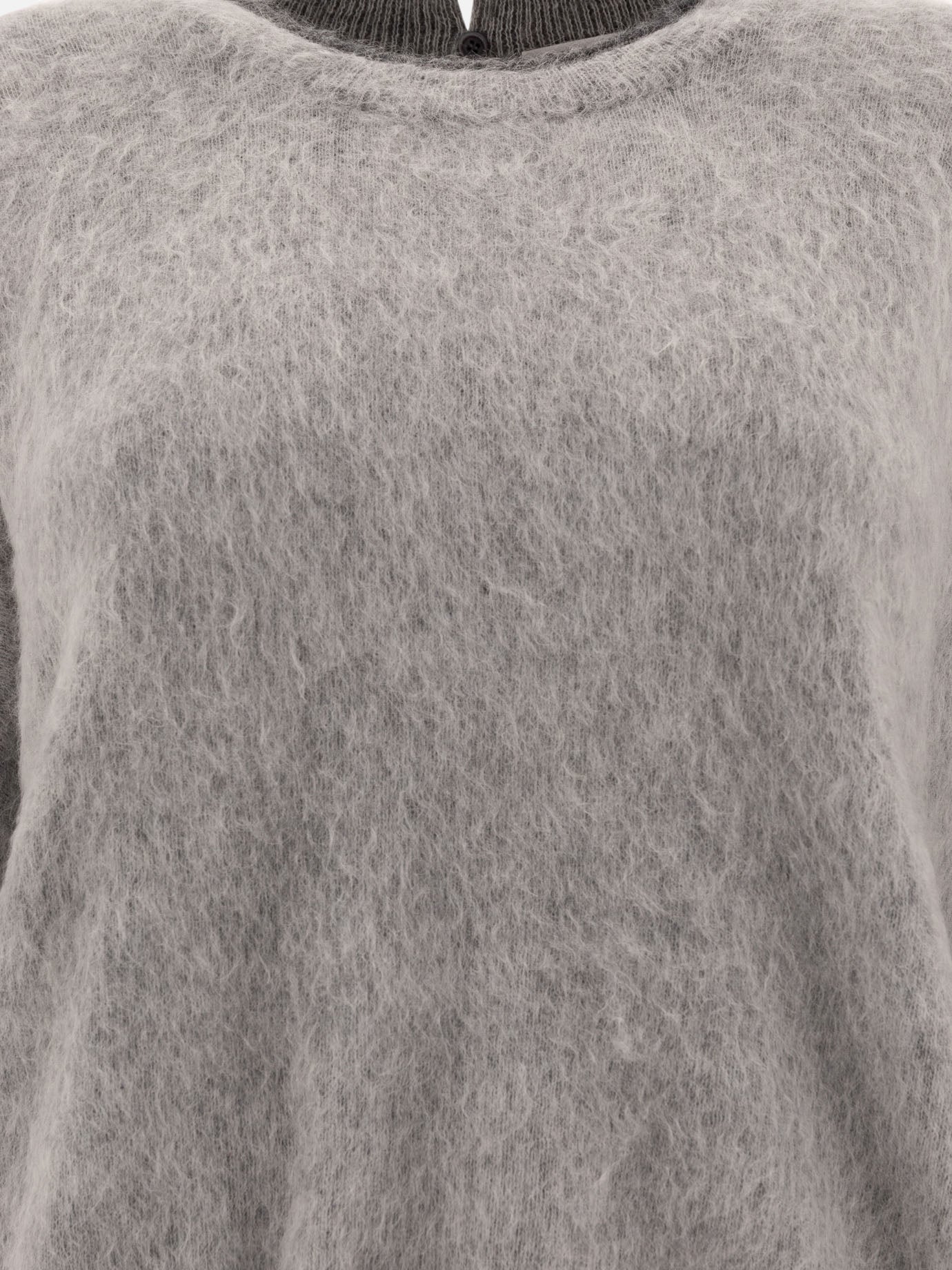 Brunello Cucinelli Mohair, wool, cashmere and silk sweater with monili Grey