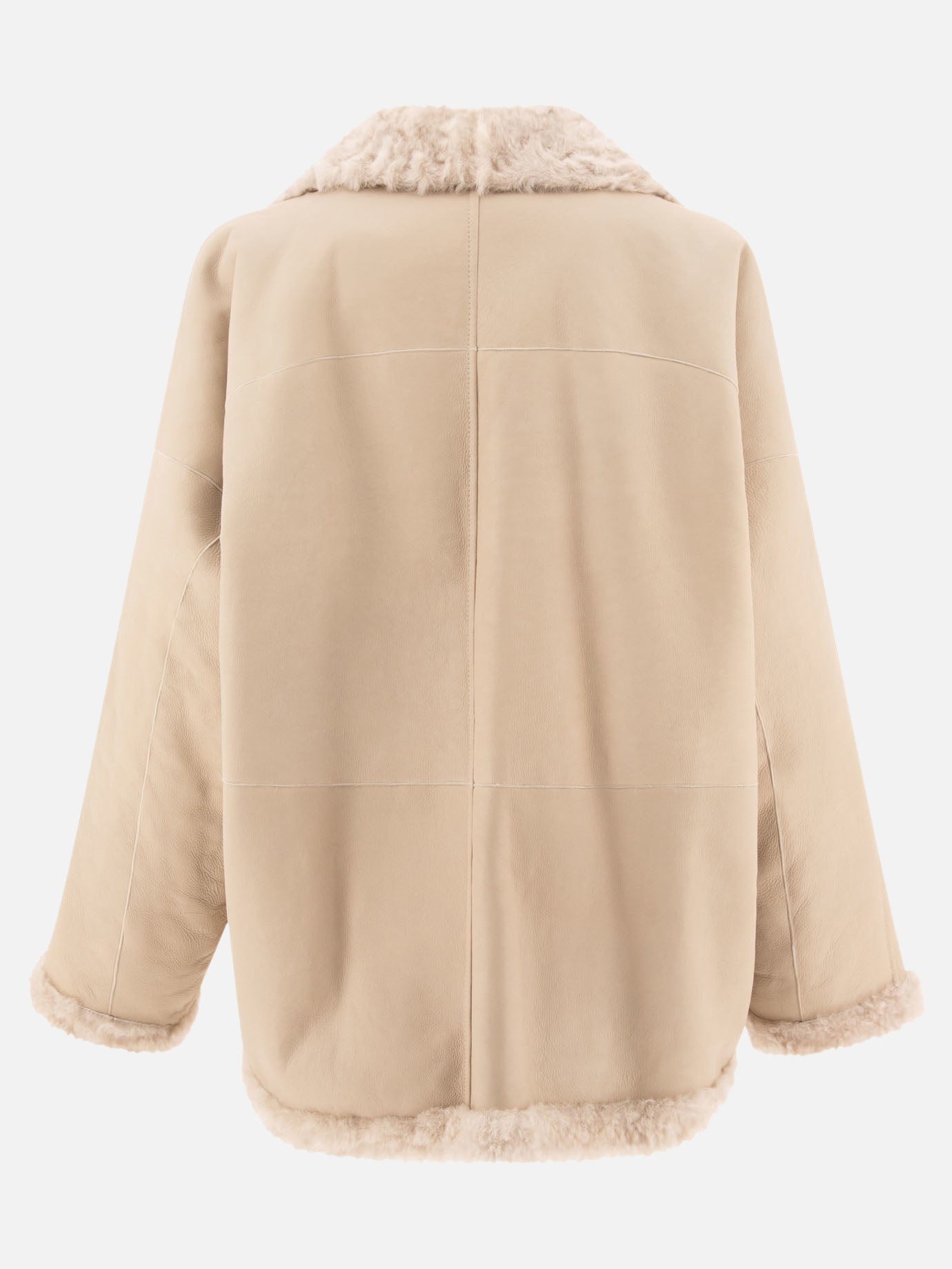 Leather jackets Solid colour  Beige - Brunello Cucinelli Women | PDP | VIETTI Online Store | thumbnail_2
