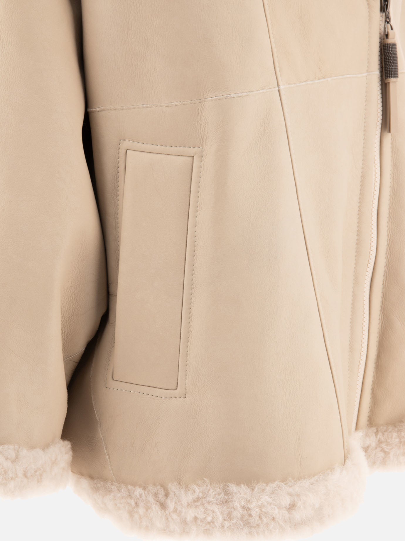 Leather jackets Solid colour  Beige - Brunello Cucinelli Women | PDP | VIETTI Online Store | Zoom-Modal_4
