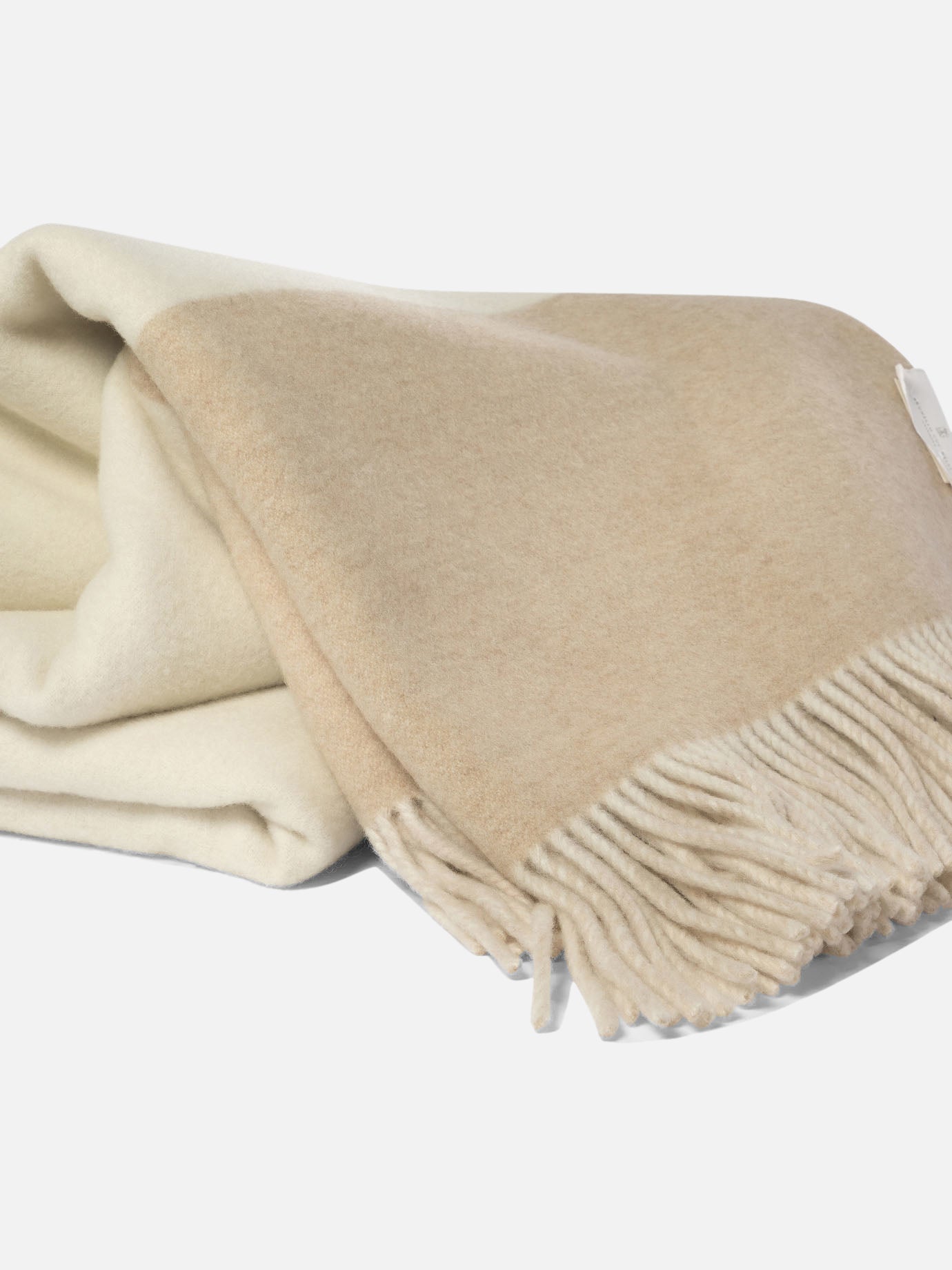 Cashmere double cloth throw with border and fringe