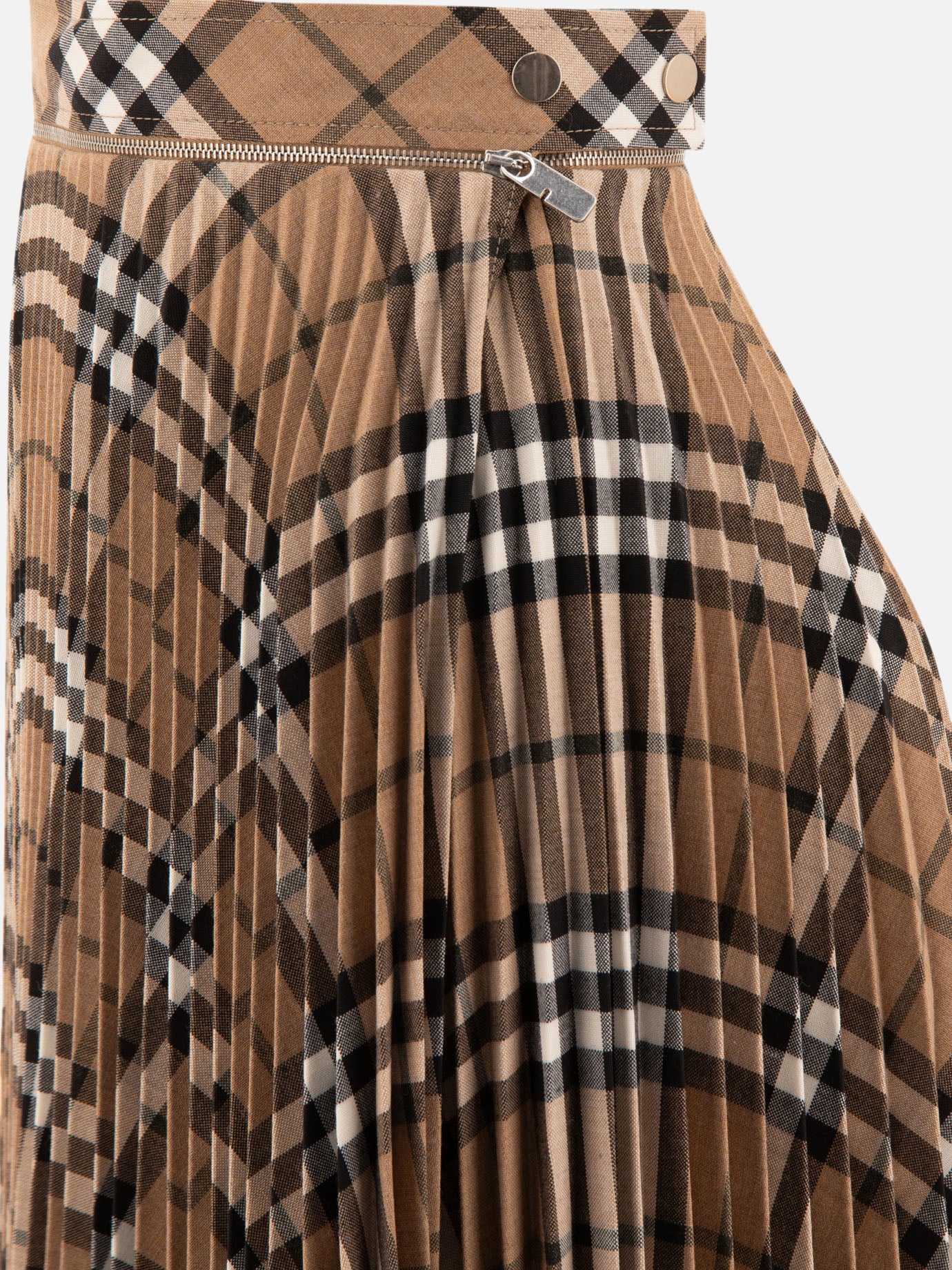 Wool blend pleated Check skirt