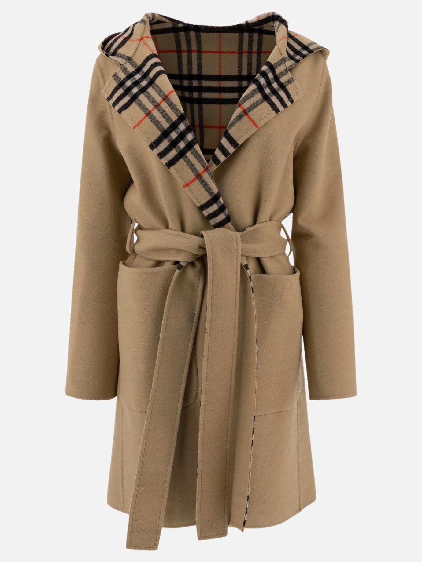 Burberry Reversible car coat in Check wool Beige