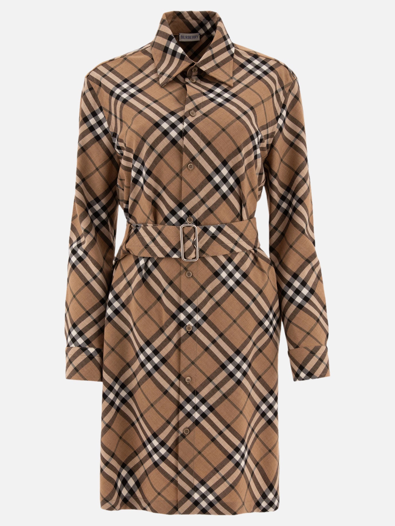 Burberry Check wool blend shirt dress Beige