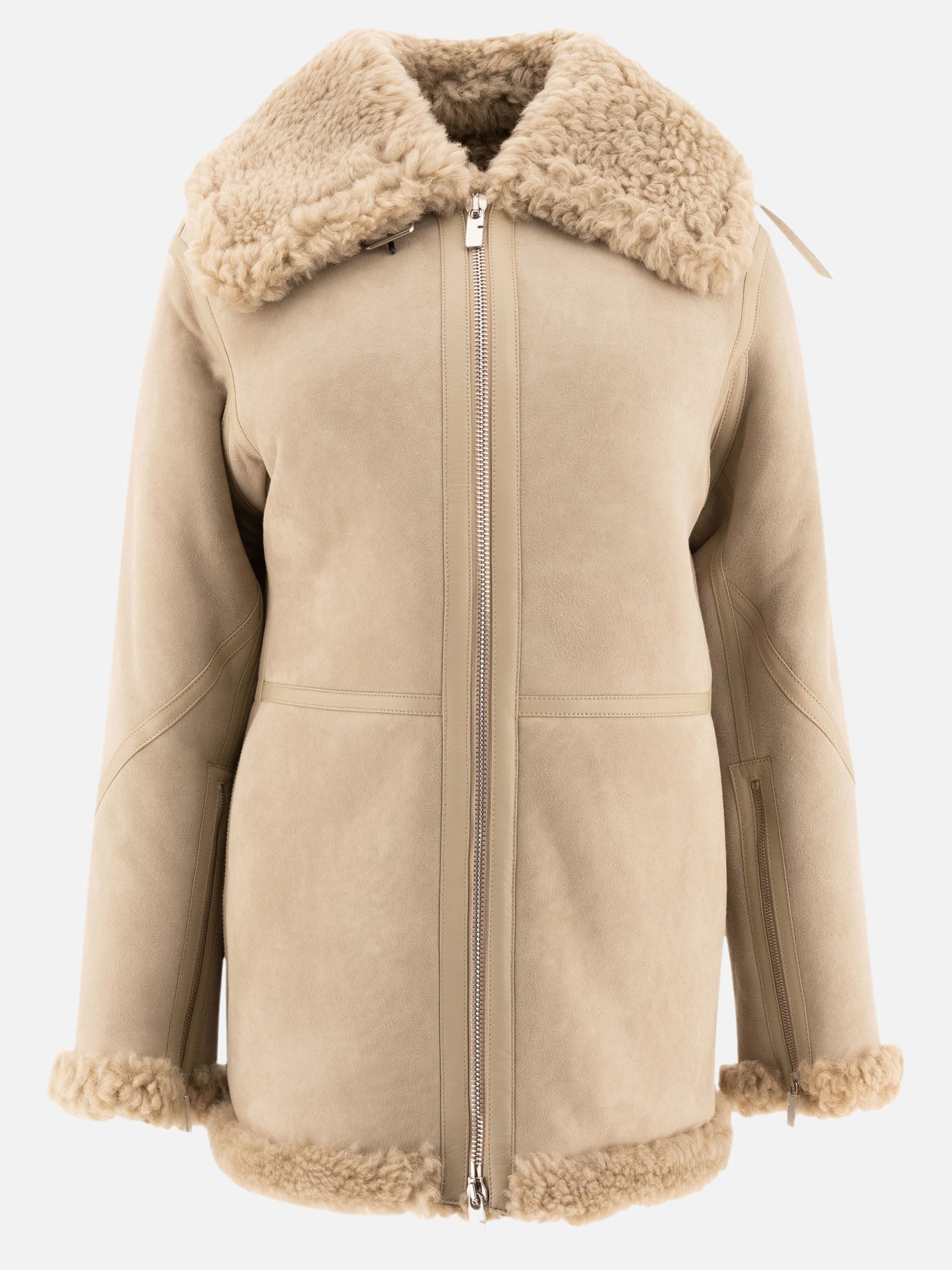 Shearling jackets Solid colour  Beige - Burberry Women | PDP | VIETTI Online Store | Zoom-Modal
