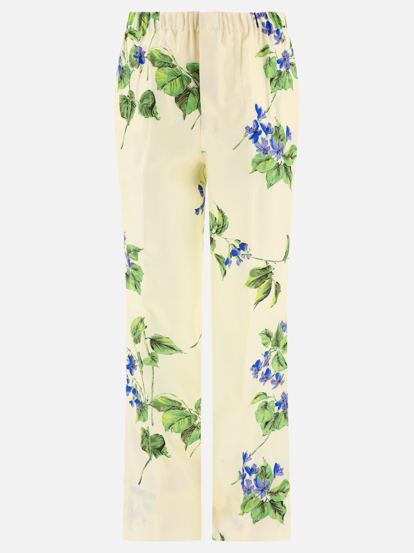 Prada Floral silk trousers White