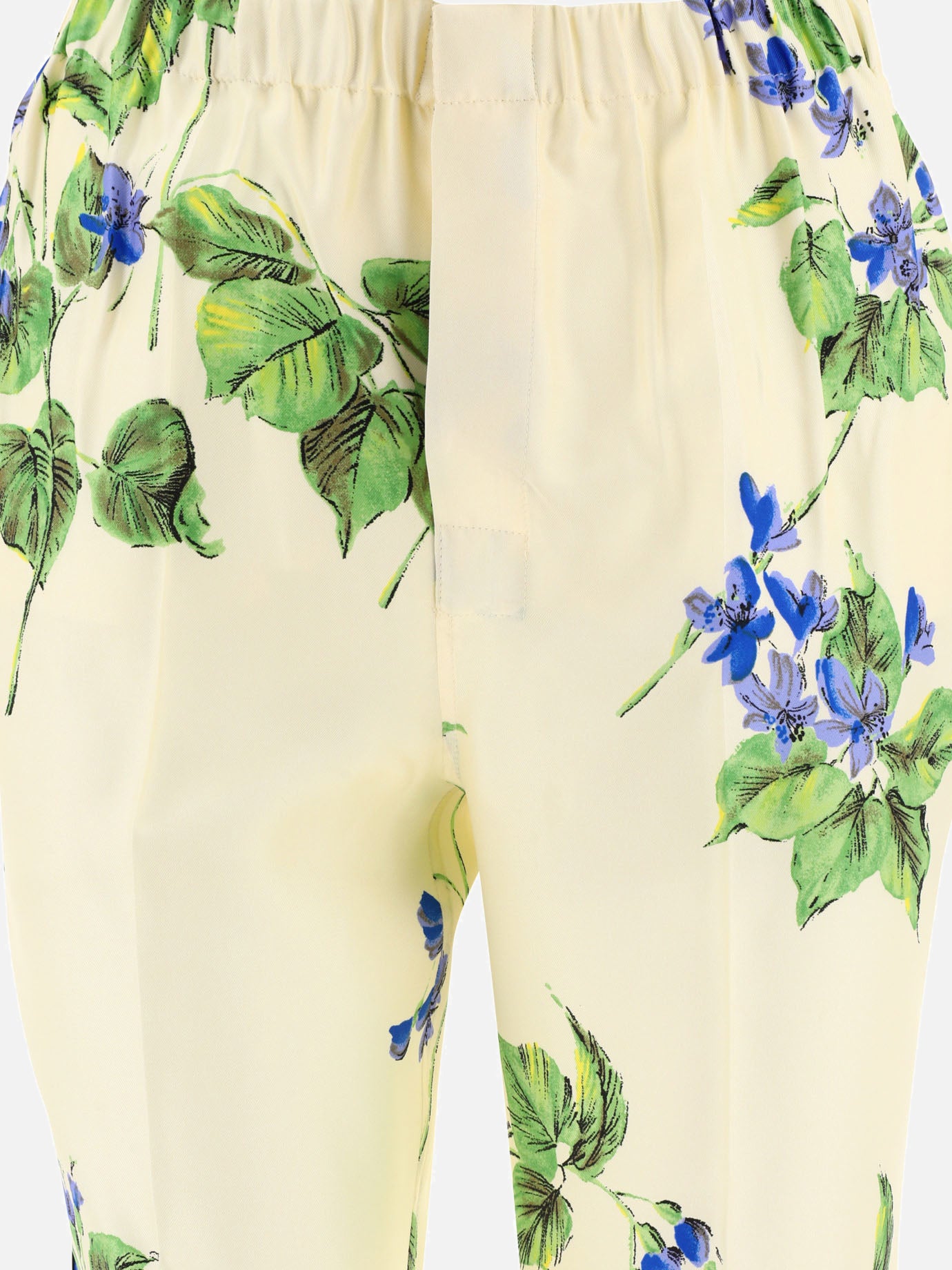 Prada Floral silk trousers 16600240_38 White thumbnail_3