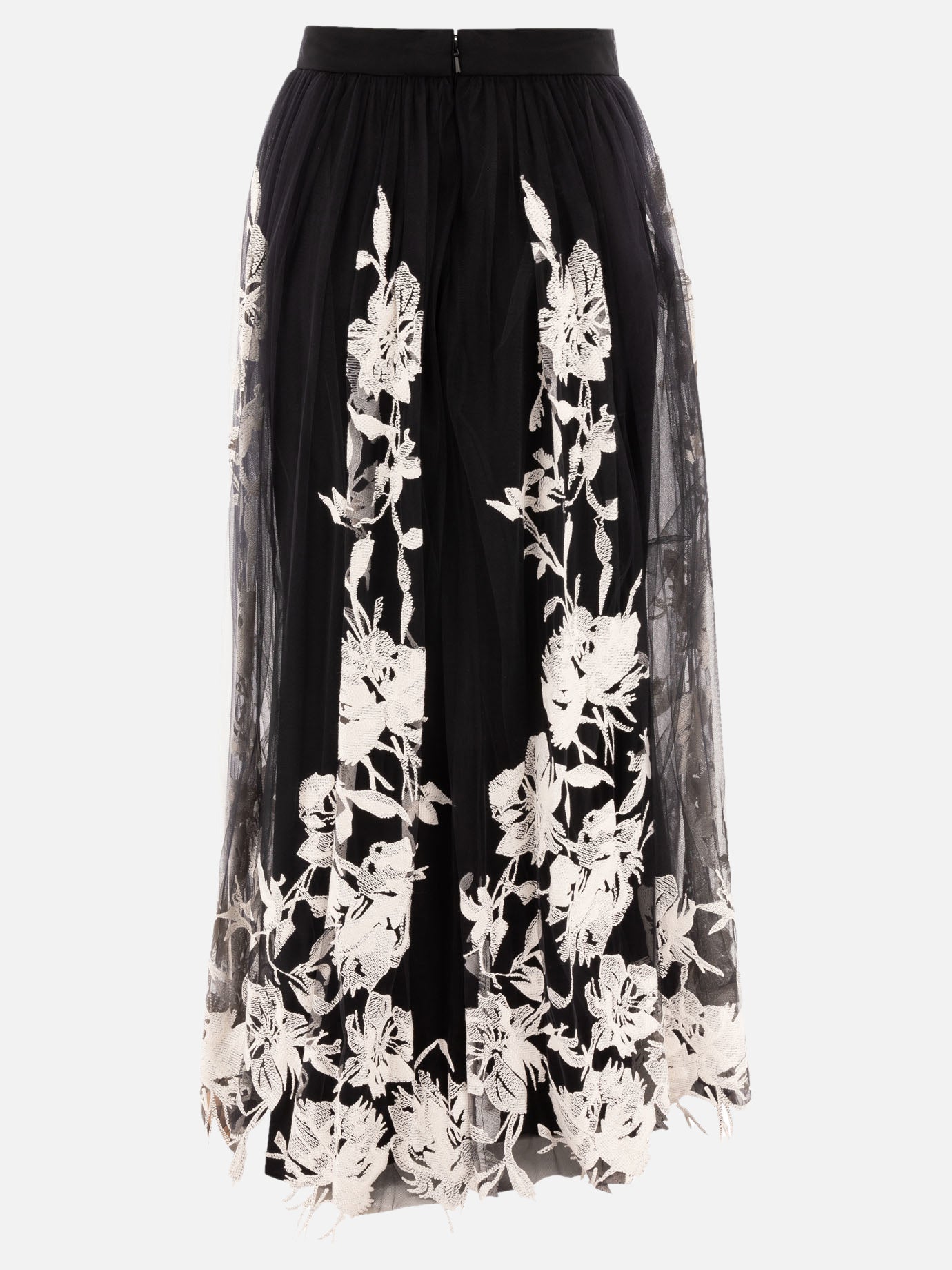 Elie Saab Tulle embroidered skirt Black