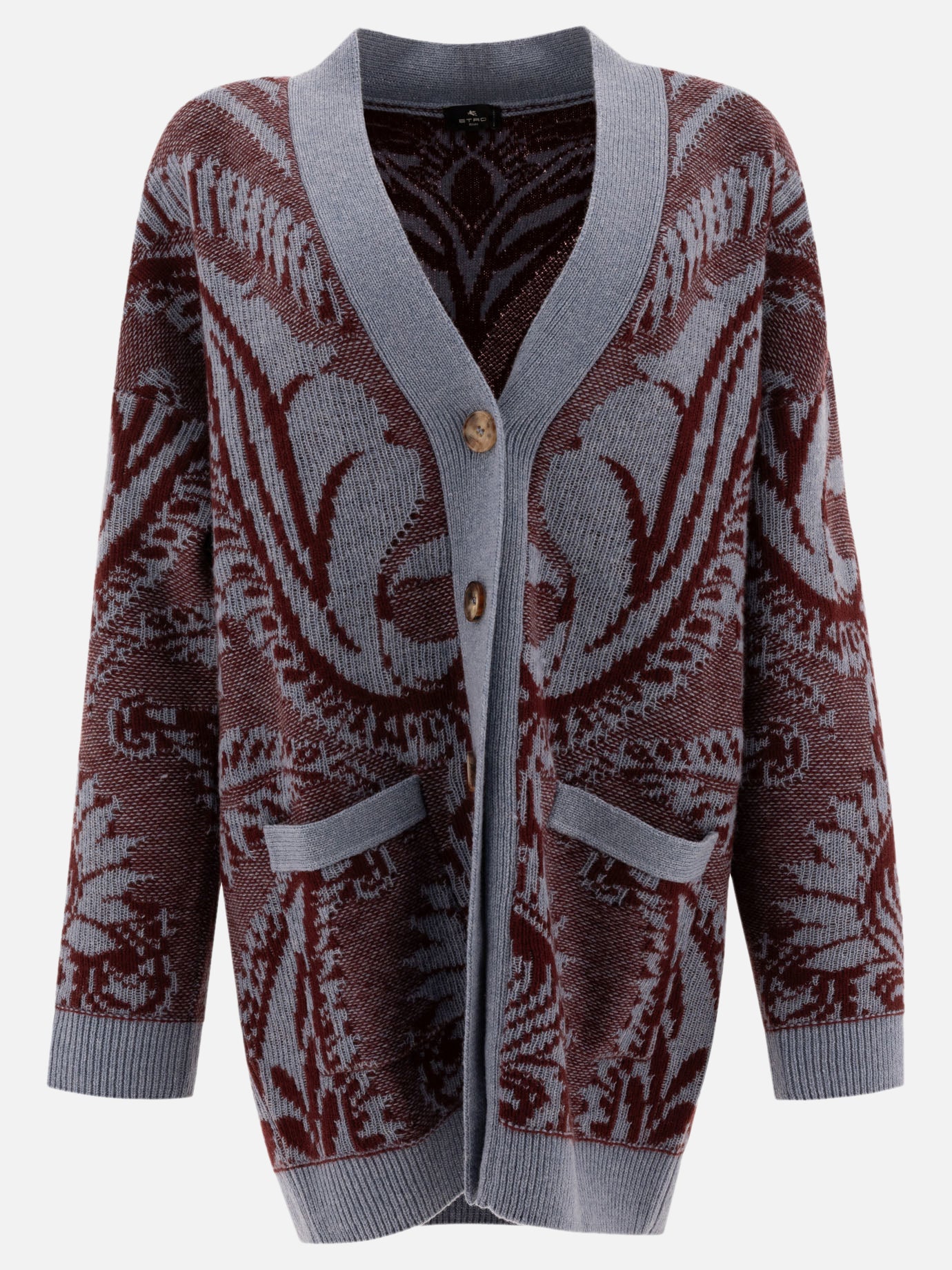 Etro Wool jacquard cardigan Light blue